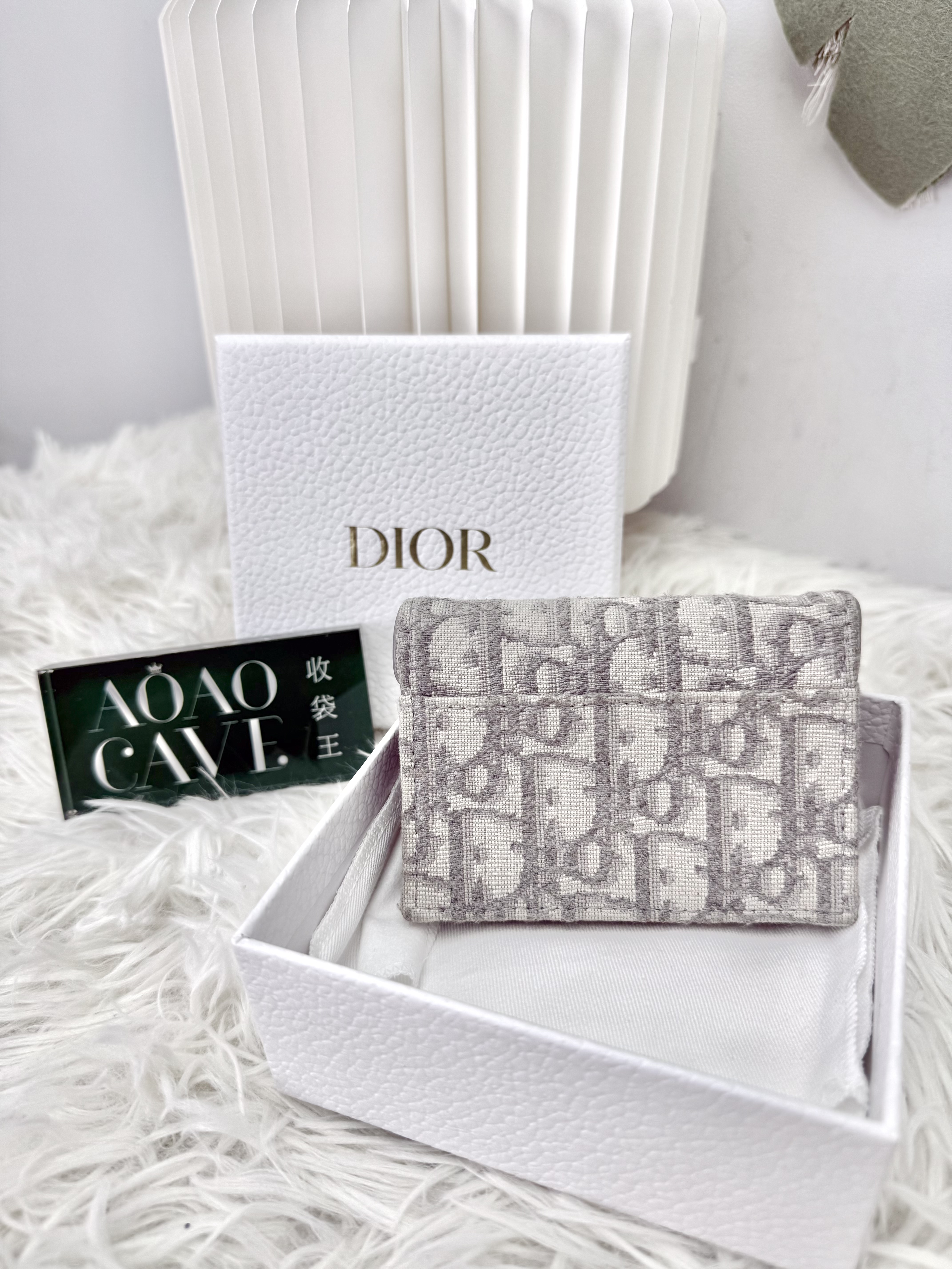 🤍PRE OWNED 灰色Card holder 全套有盒🖤