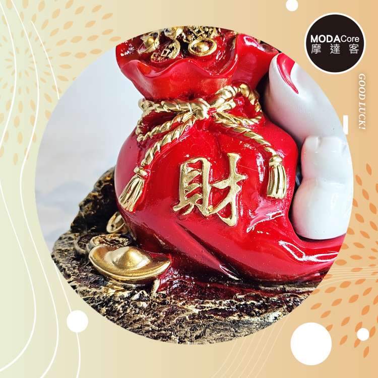 📦訂購 台灣代購 摩達客 開運招財 金銅錢發財樹紅色躺賺招財貓福袋擺飾