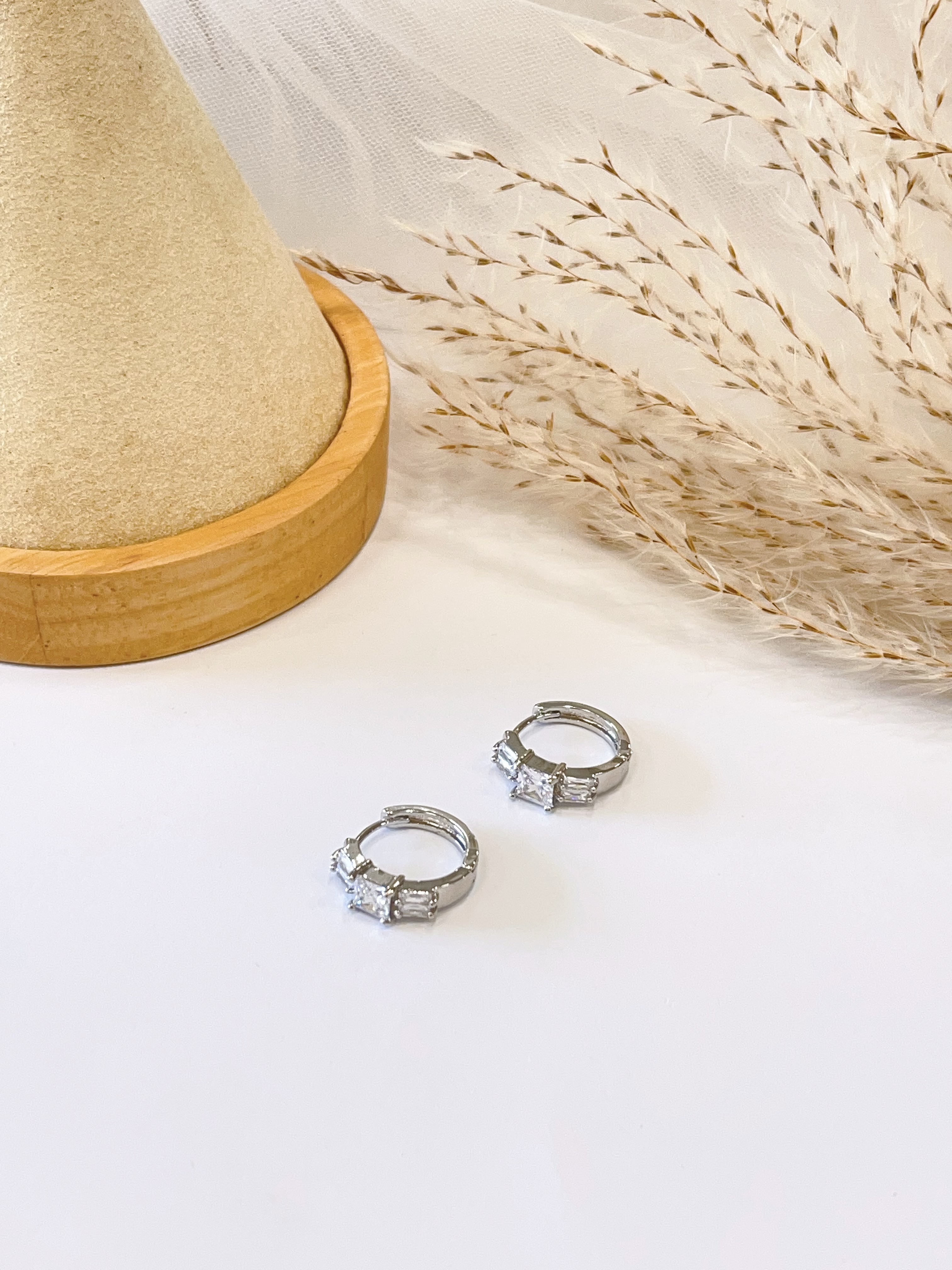 方形锆石高级感耳扣耳环