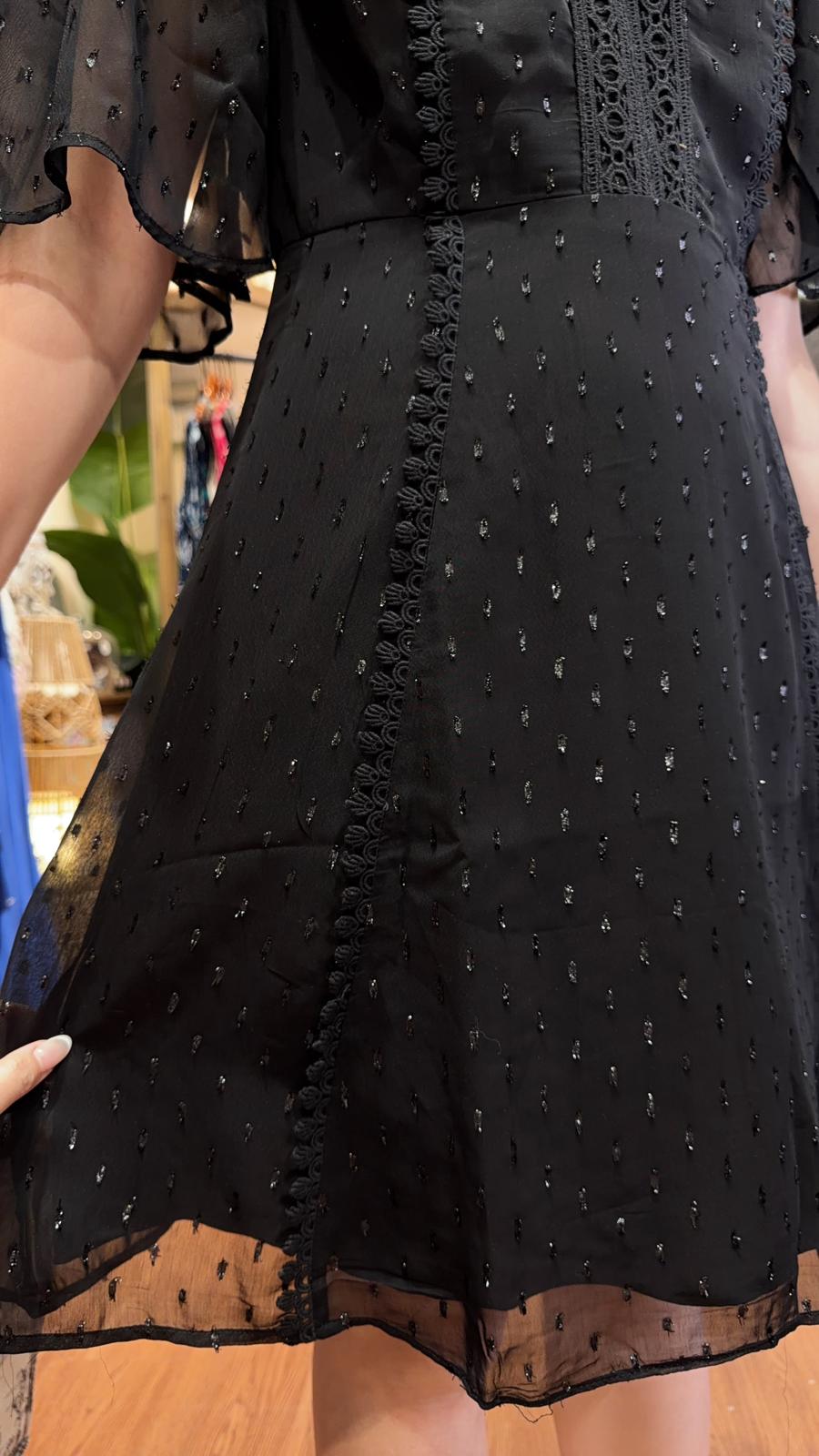 2966 BLACK Dot Simple Zipper Short Op 33"