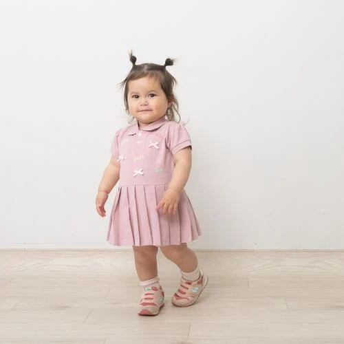 🇯🇵預訂 日本直送🇯🇵Polo Baby刺繡絲帶粉紅色短袖包屁裙