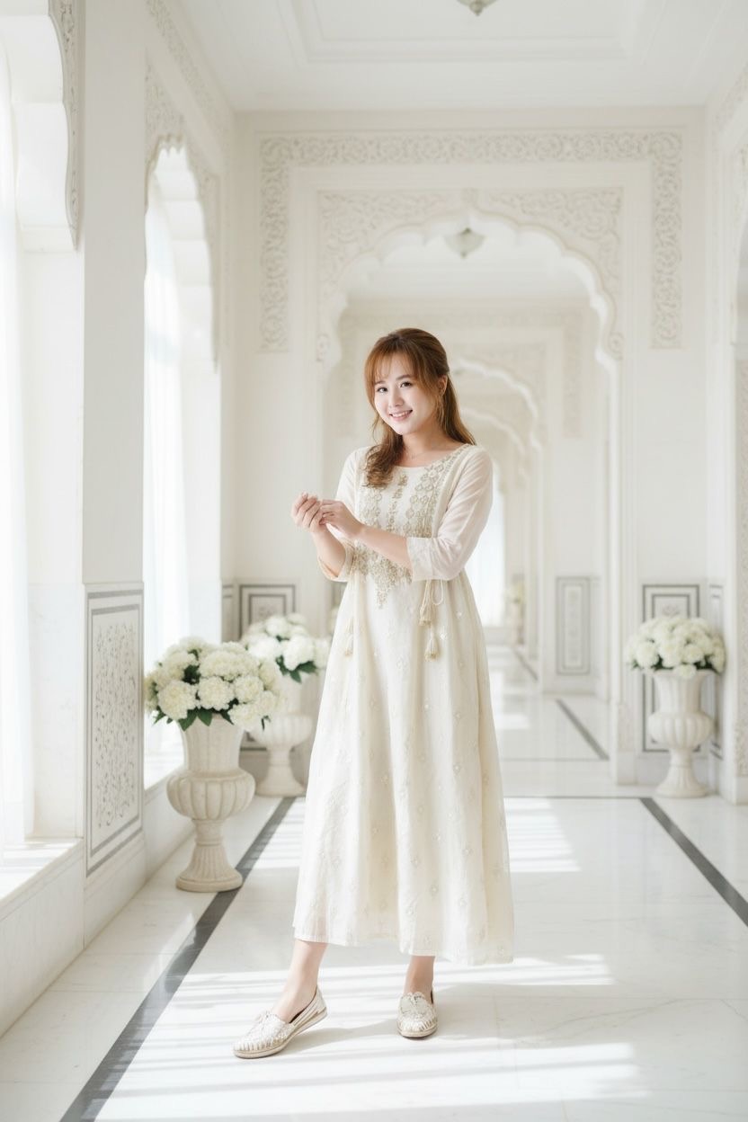 White Champagne 4-rope Simple Emb OP #1375