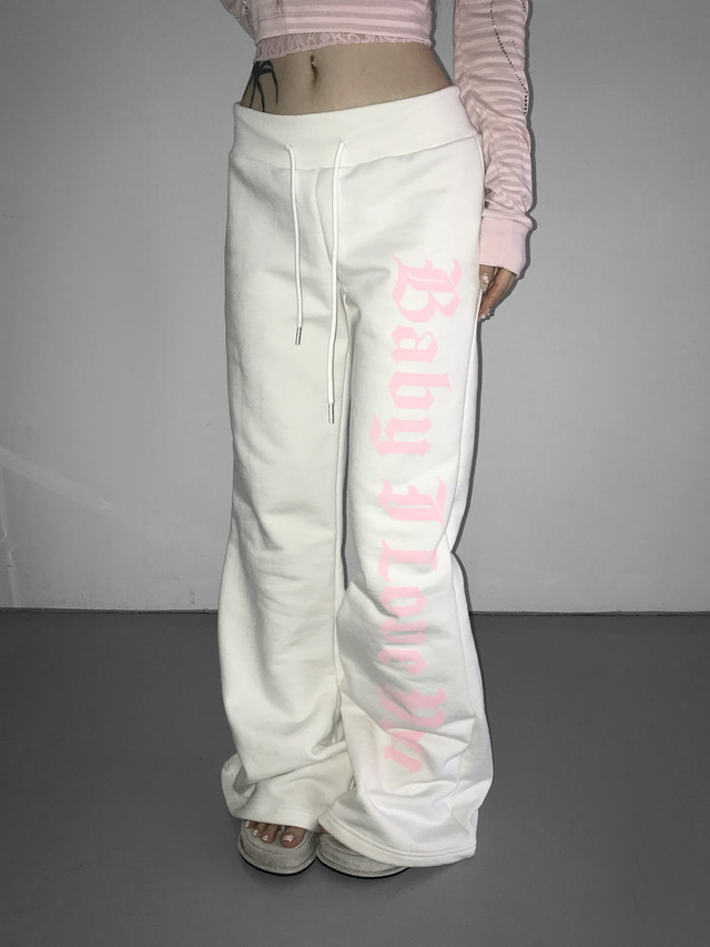 Cotton Gothic Print Flare Sweatpants