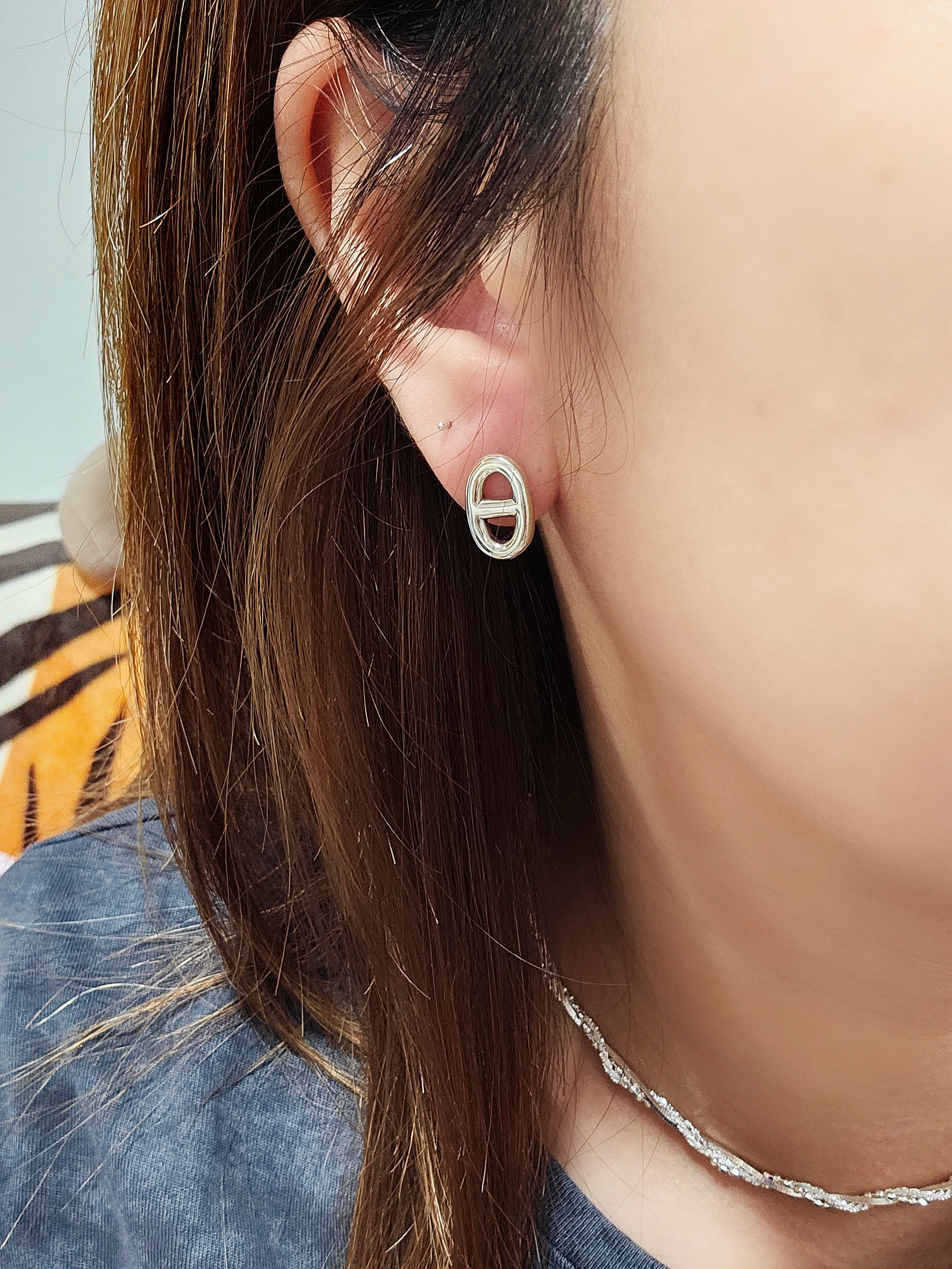 S925 -EE0341 Platinum-Coated Hoop Earrings