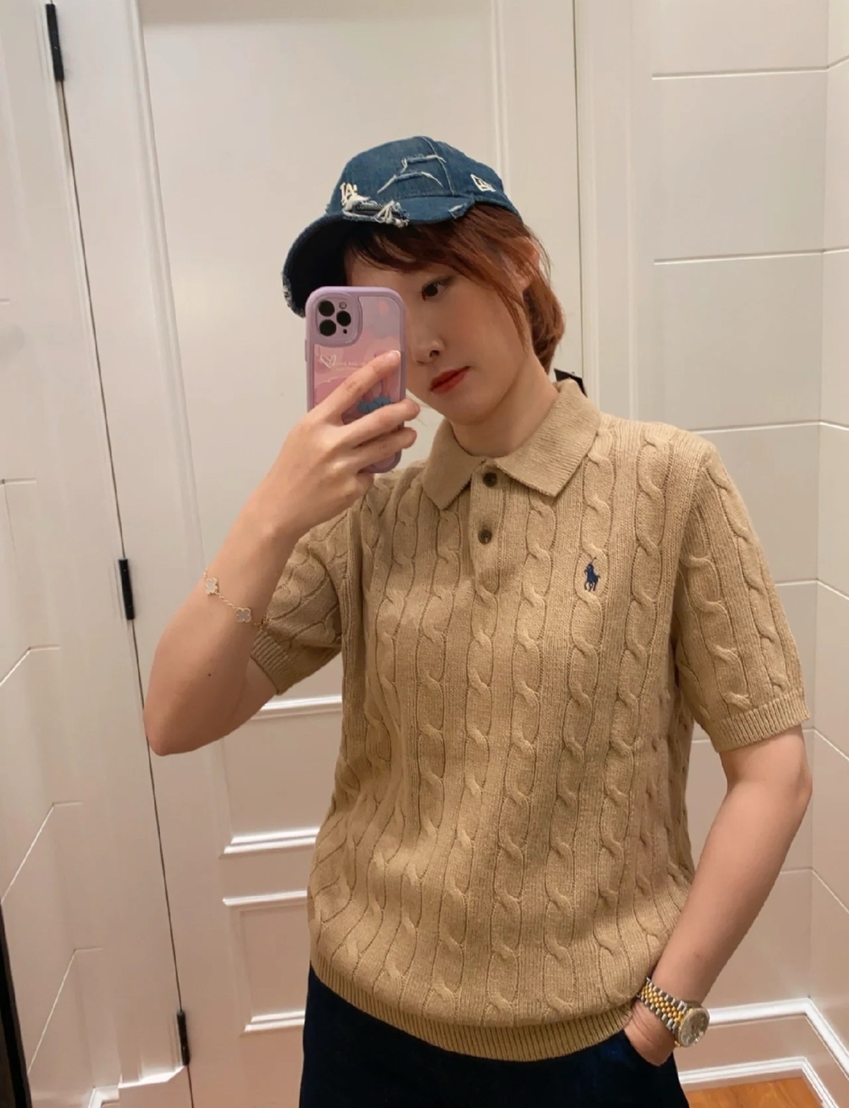 Polo Ralph Lauren 小馬刺繡針織絞花短袖polo