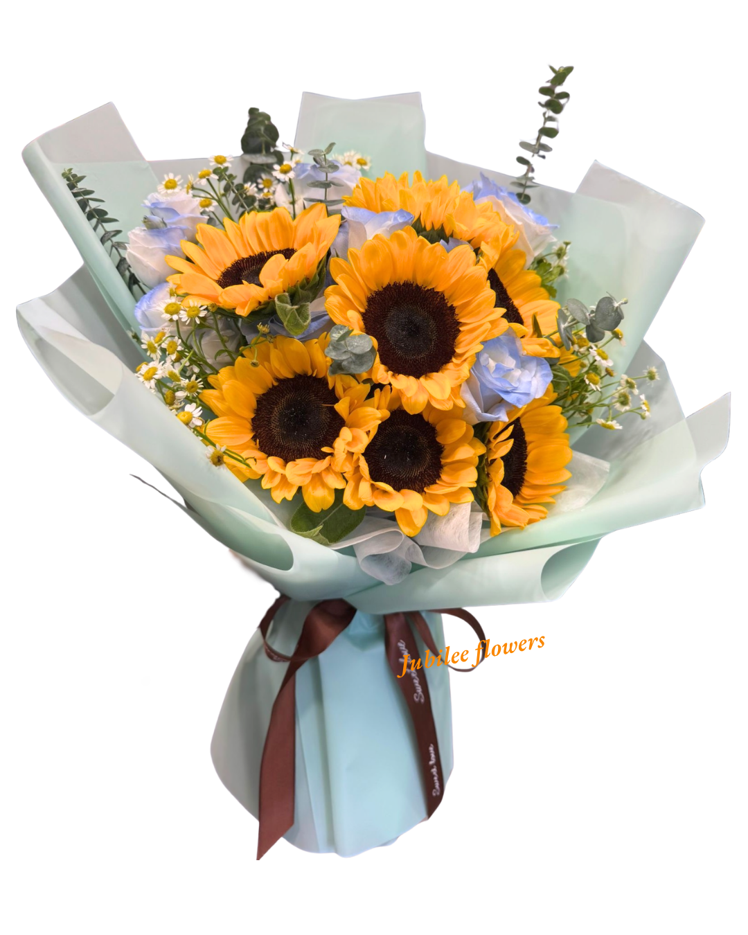 🌻向日葵花束  · 碎冰藍玫瑰花束