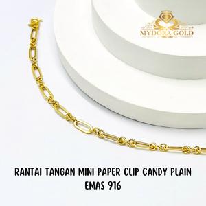 MYDORA Rantai Tangan Mini Paper Clip Candy Plain | EMAS 916/22k