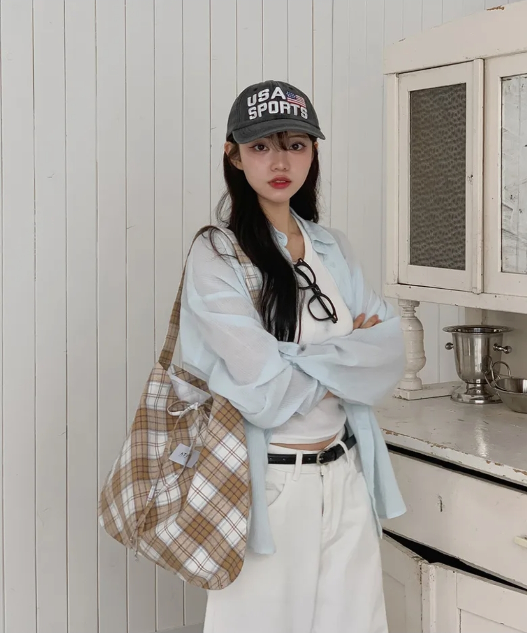 Atil Studio Cozy Check Shoulder Bag