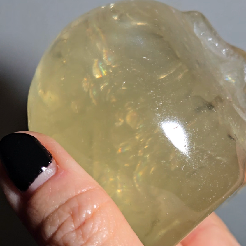 Citrine skull with rainbows and star flash asterism - C66
