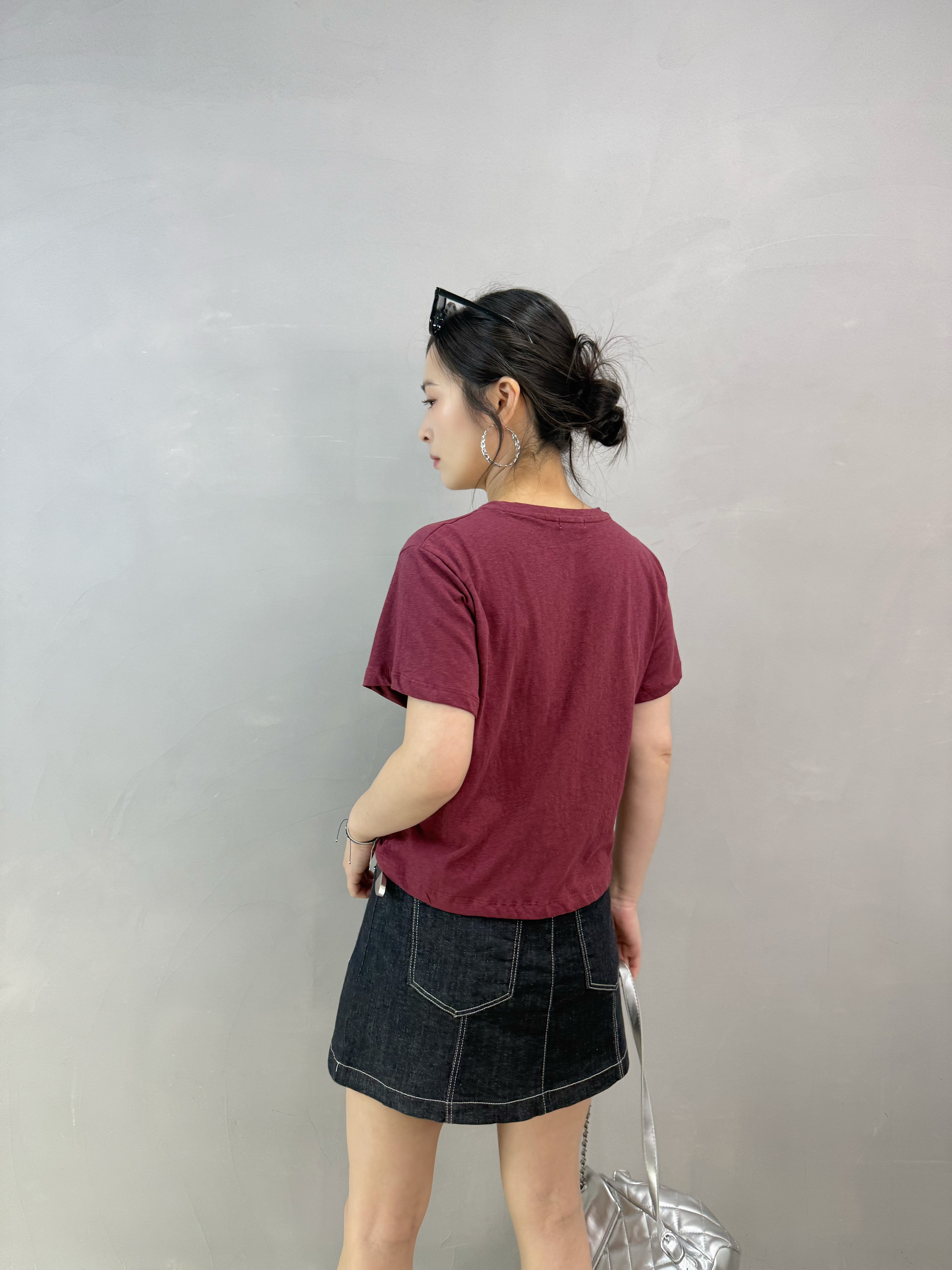 X66 刺繡心心短tee