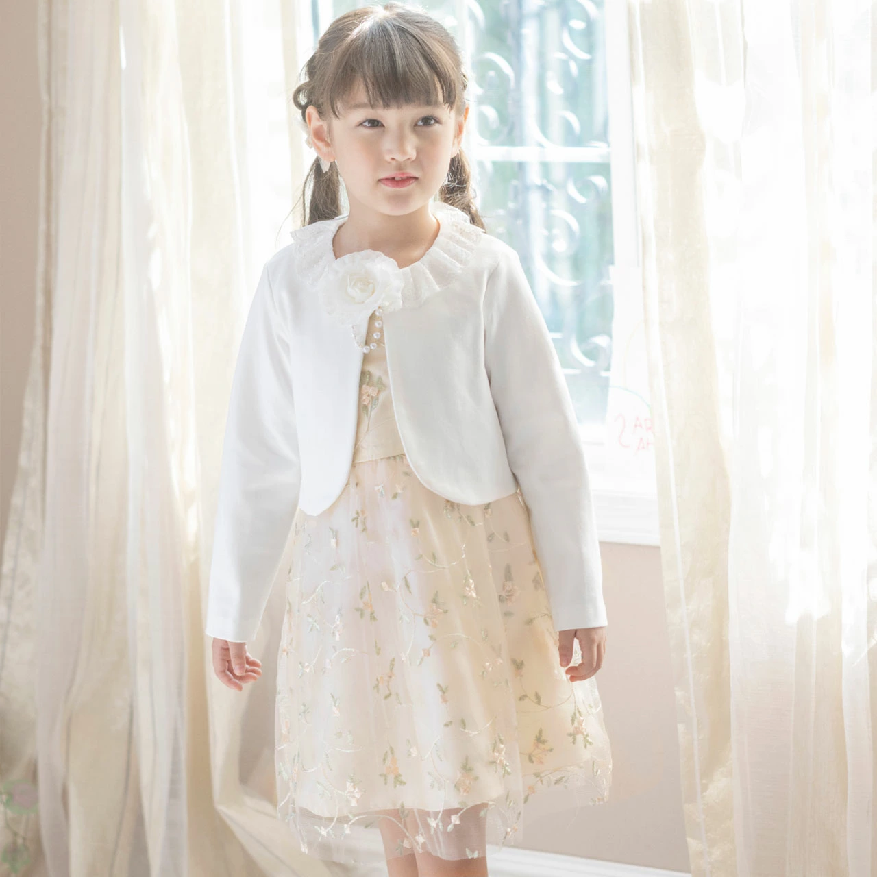 【⭐訂購⭐】🌀 🇯🇵 日本直送 🌀刺繡薄紗連身裙+LACE領外套+襟花 華麗套裝［4款選］ 🌀[EJCA-0124][260214]