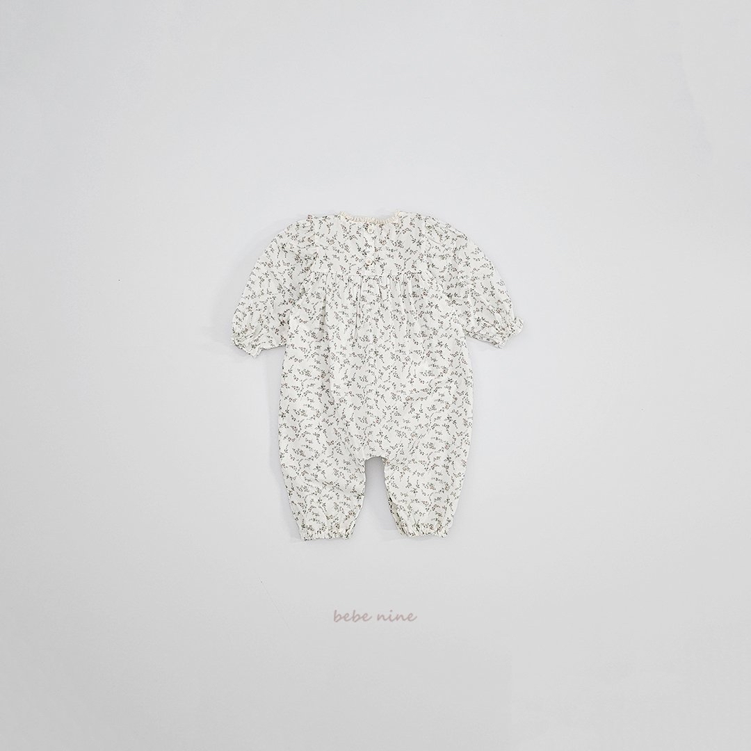 🌸預訂 韓國直送🌸🇰🇷Bebenine兩色碎花蕾絲荷葉邊方領寬鬆長袖連身服