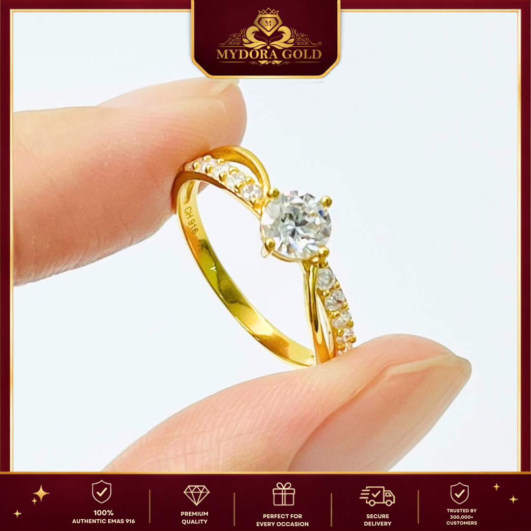 MYDORA Cincin Batu CZ Galaxy Cross l EMAS 916/22K