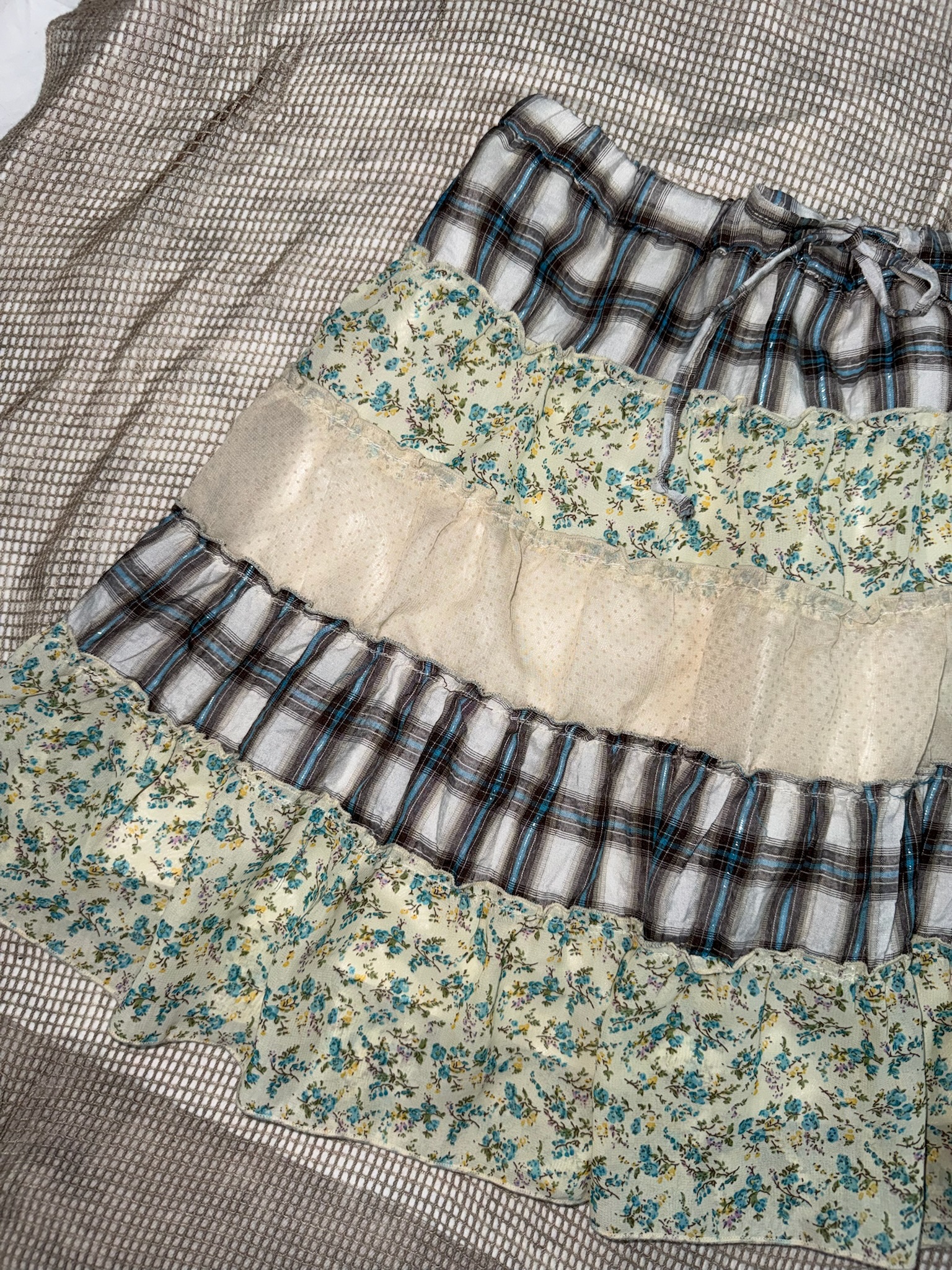 Plaid Floral Mini Skirt