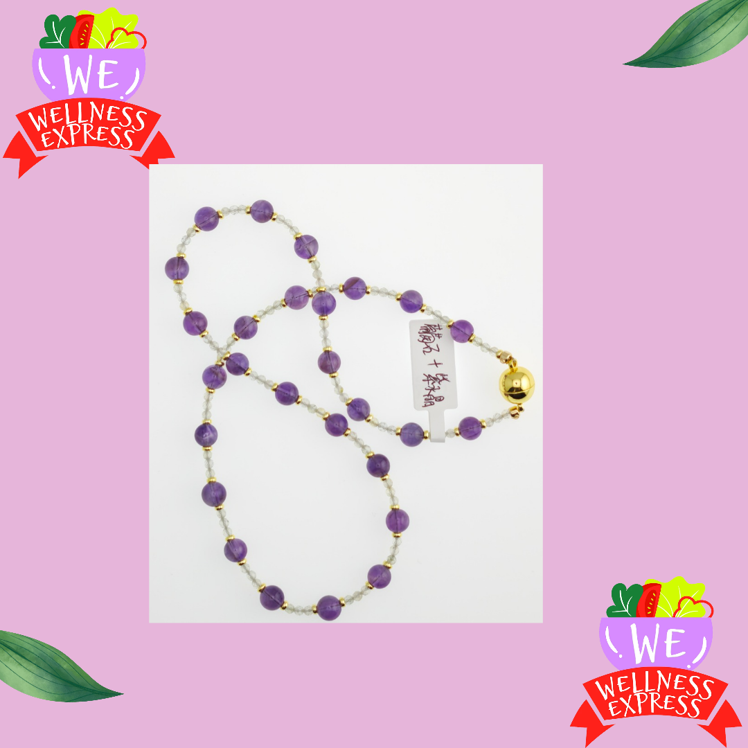 葡萄石紫水晶項鍊/Prehnite & Amethyst Mixed Crystal Necklace