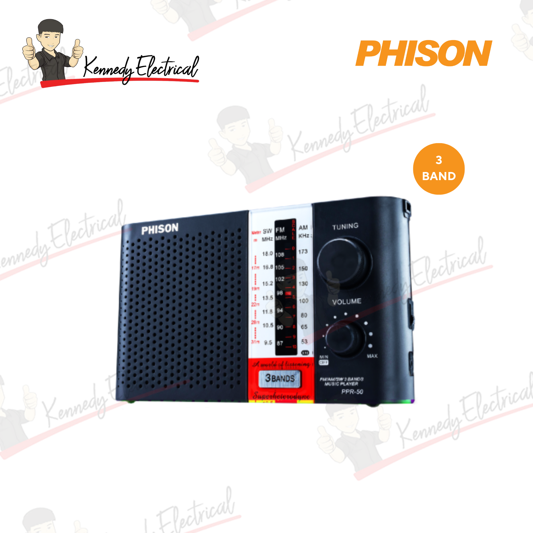 Phison 3 Band Portable Radio Corded & Rechargeable PPR-50