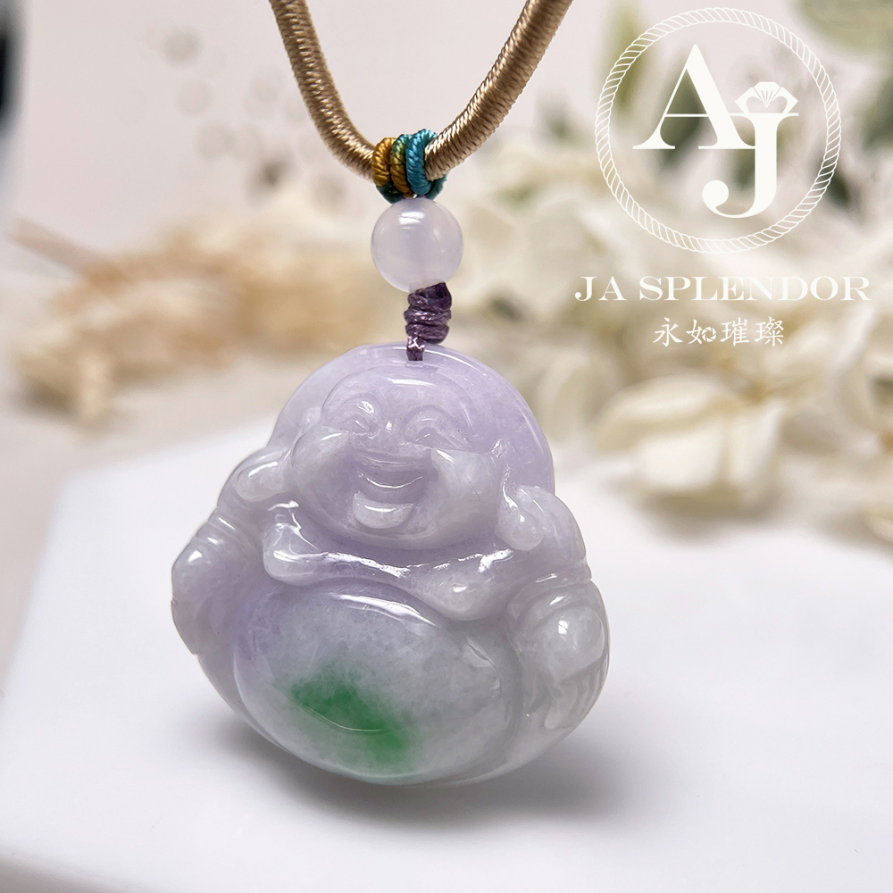 JNK-217 天然翡翠A玉 冰糯椿彩笑口常開大肚佛公吊墜