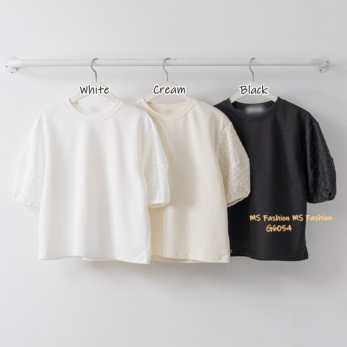 G6054 韓國🇰🇷通花泡泡袖top