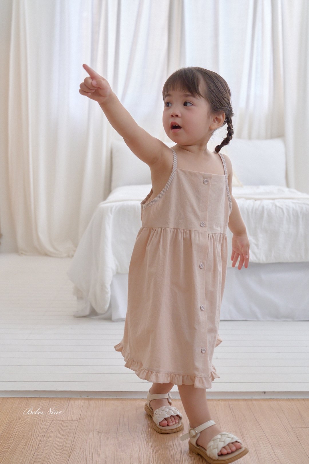 ☀️預訂 韓國直送☀️🇰🇷Bebenine三色荷葉邊下擺純棉吊帶連身裙