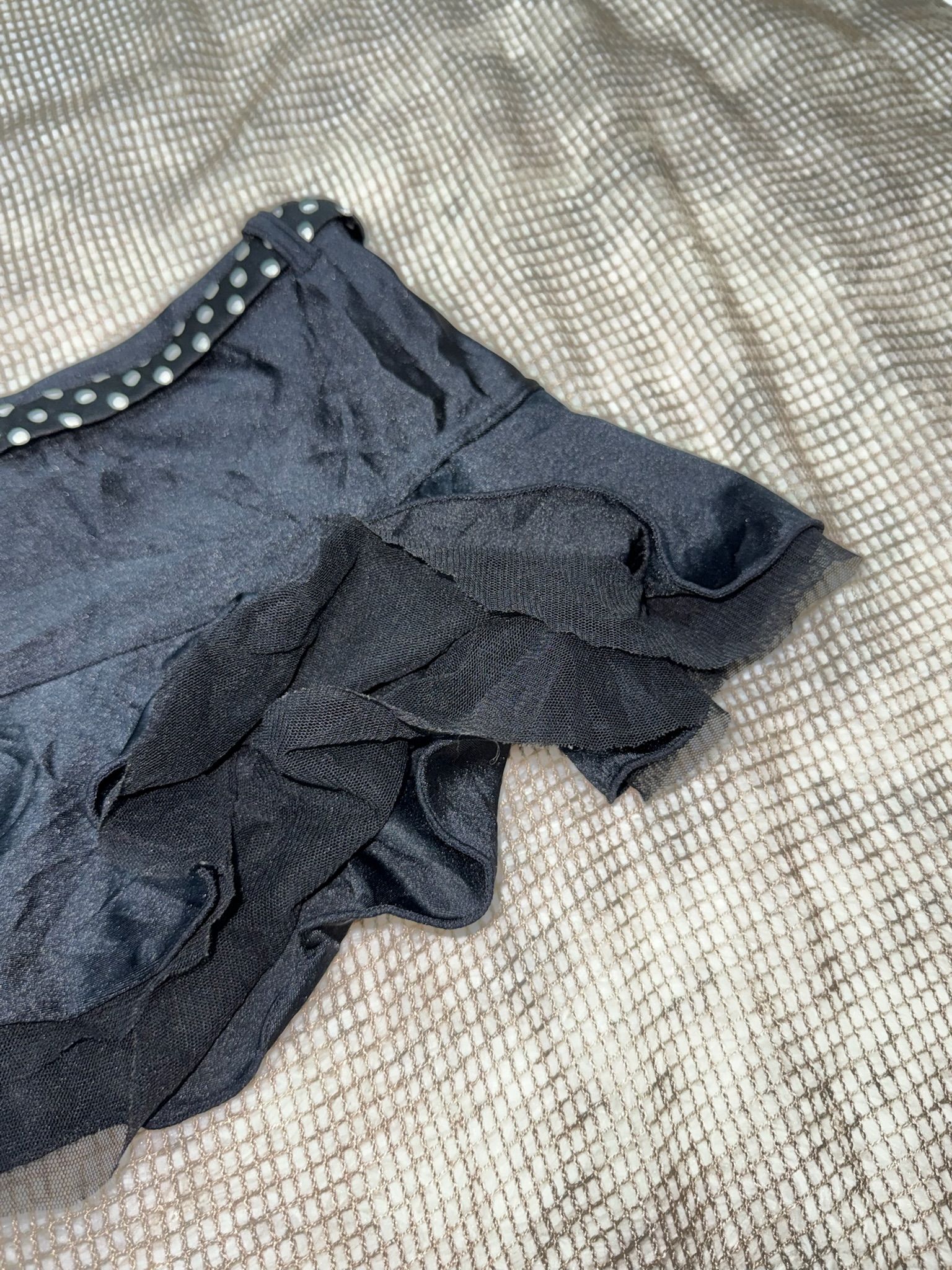 Black Mini Skirt with Polka Dot Bow