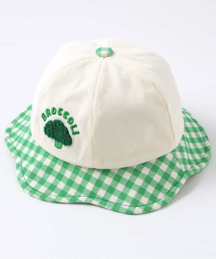 🇯🇵預訂 日本直送🇯🇵BREEZE兩色蔬菜毛毛貼花格紋遮陽帽