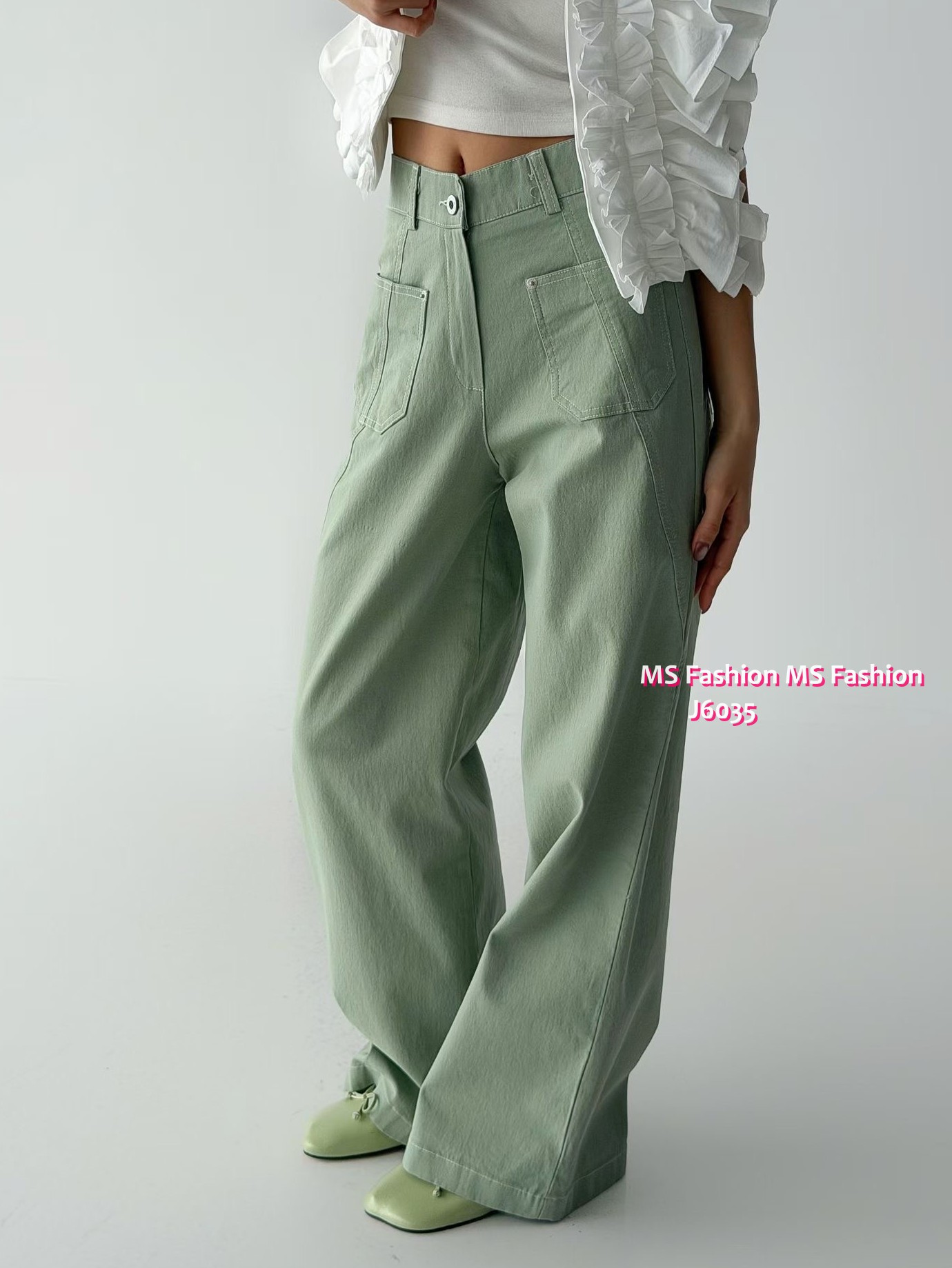 J6035 韓國🇰🇷靚色闊筒褲