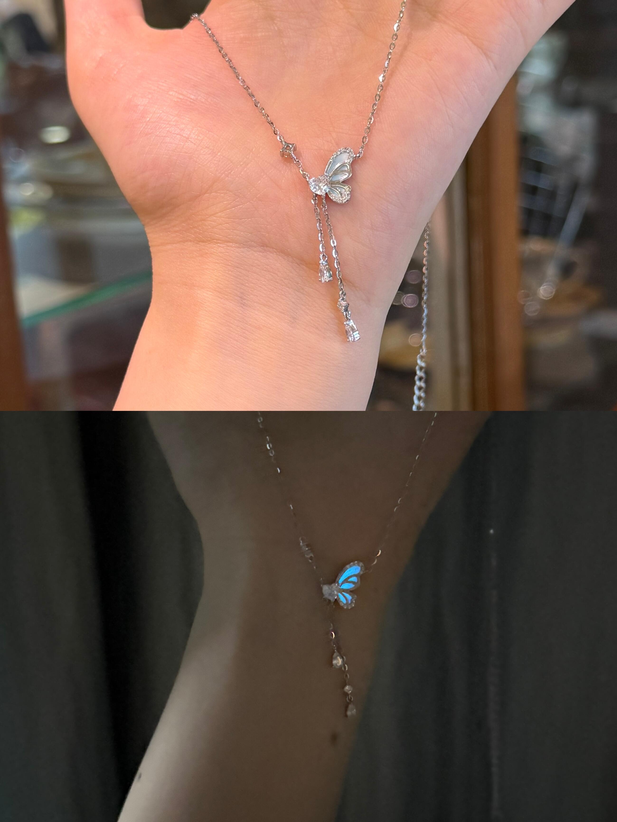 夜光星夜蝴蝶项链