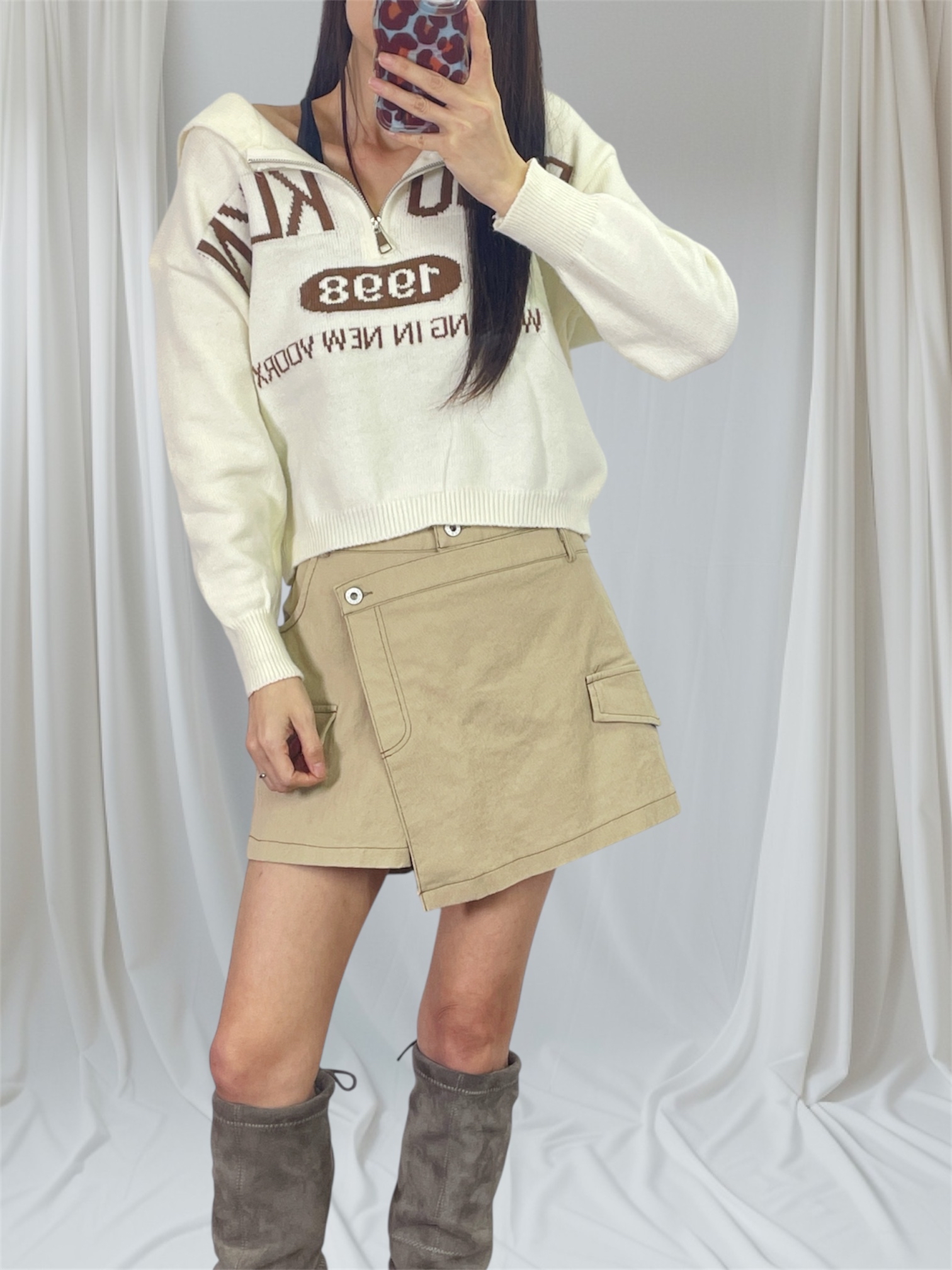 K5540 海軍領英文字薄針織top