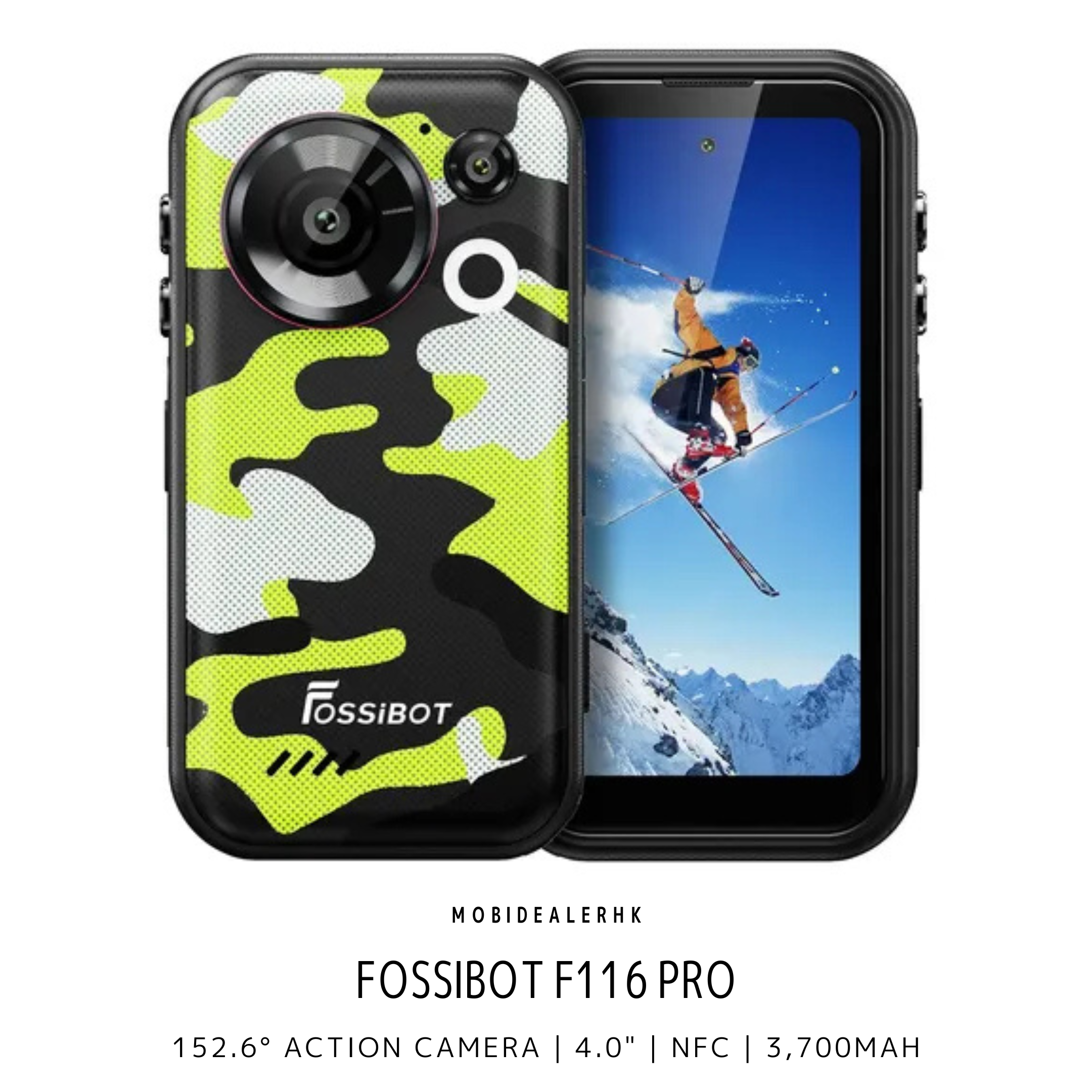 Fossibot F116 Pro | 5G | 三防手機 | 迷你手機 | 152.6° 運動相機 | 4.0" | NFC | 3,700mAh