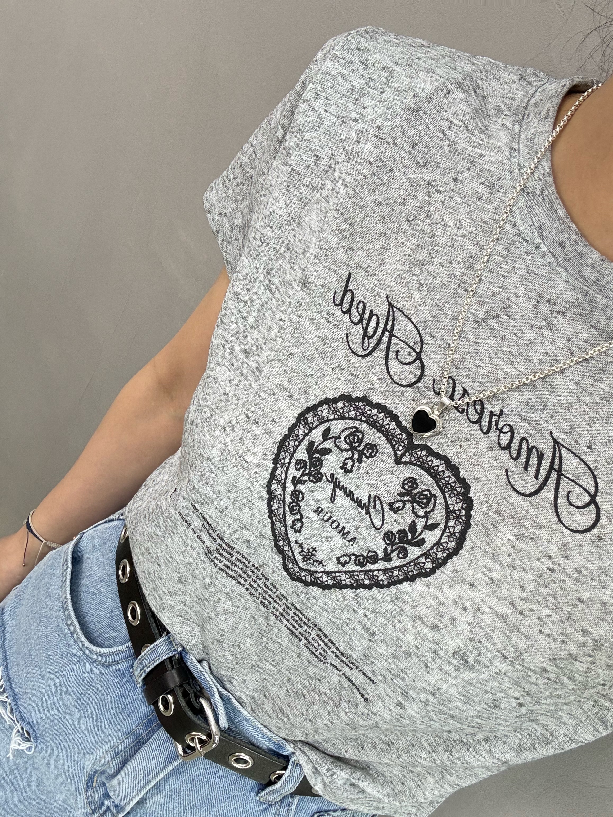T78 混灰print tee