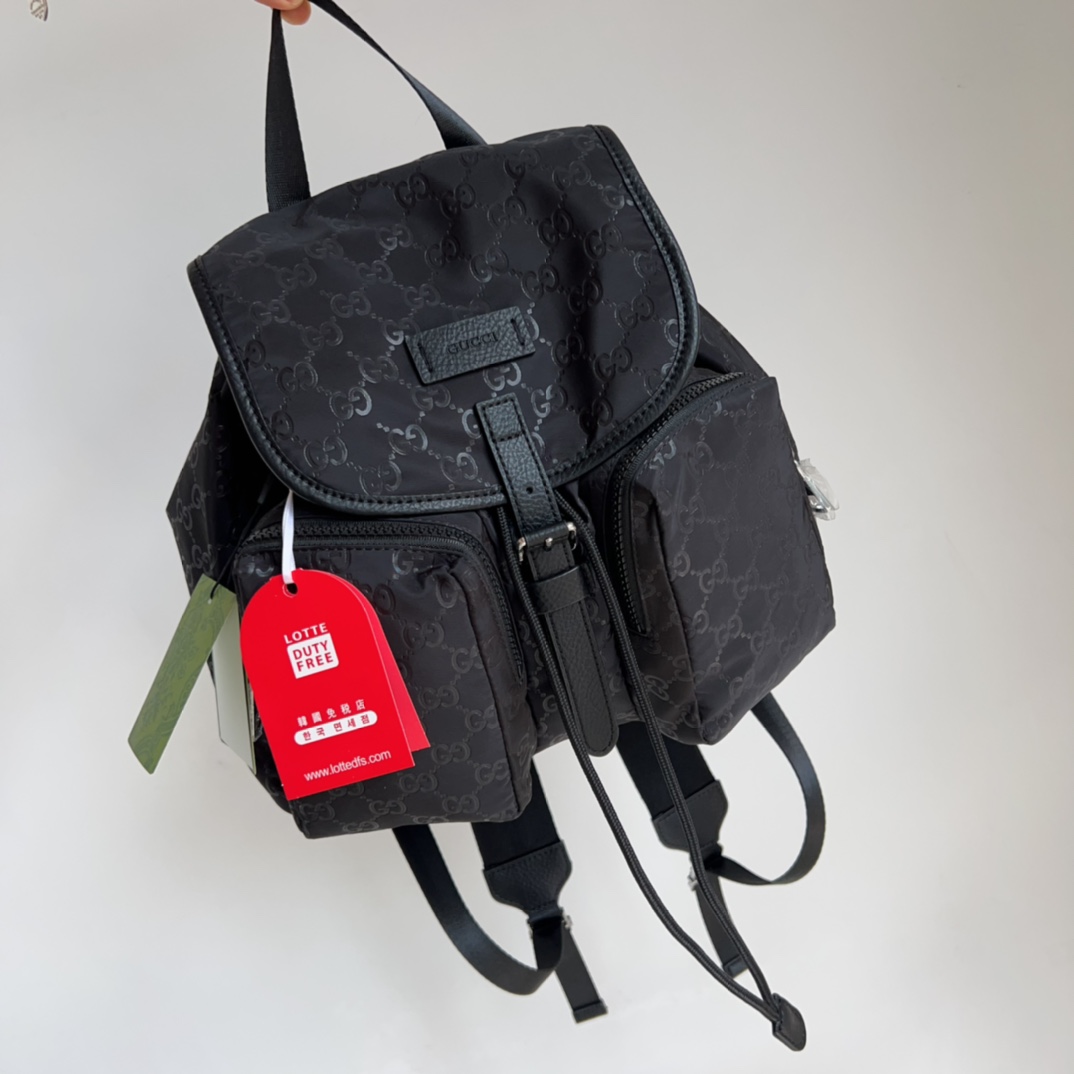 GUCCI GG 滿印尼龍抽繩背囊