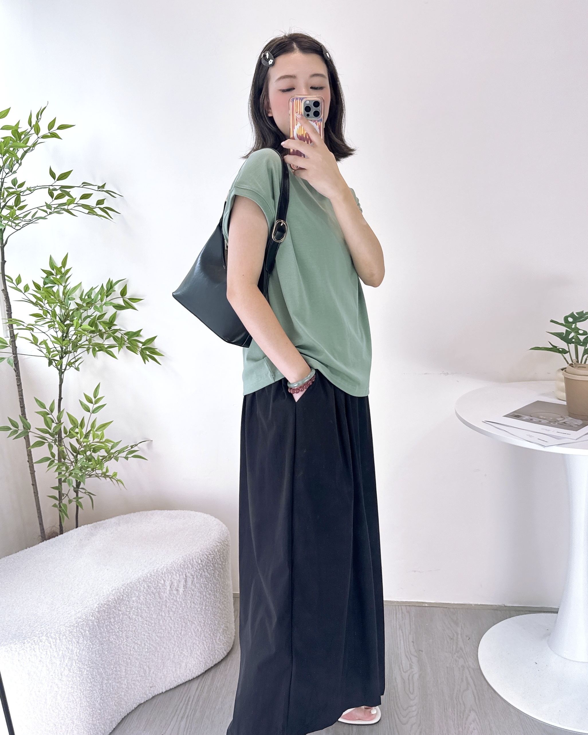 彈性純棉雞翼袖淨色上衣 8色