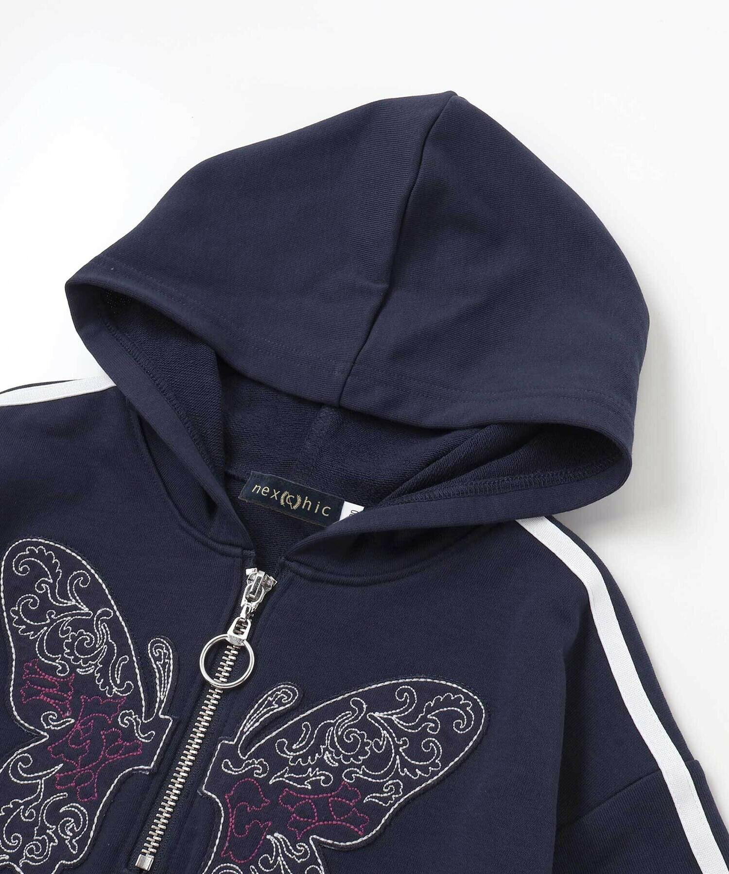 🆕【⭐訂購⭐】 🇯🇵日本直送 🌀蝴蝶貼片刺繡 連帽抓絨連身裙［2款選］🌀[ELBA-0193][260307]