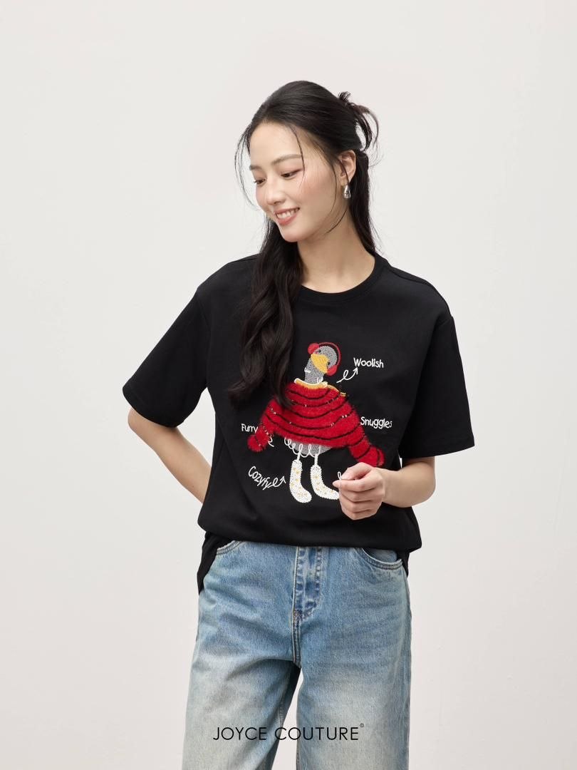 宽松绣鸭上衣 T0064