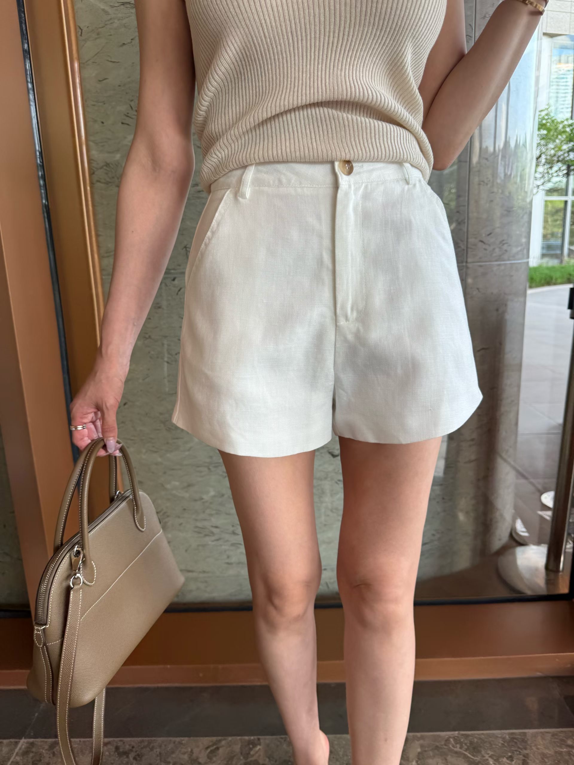 老錢風亞麻短褲