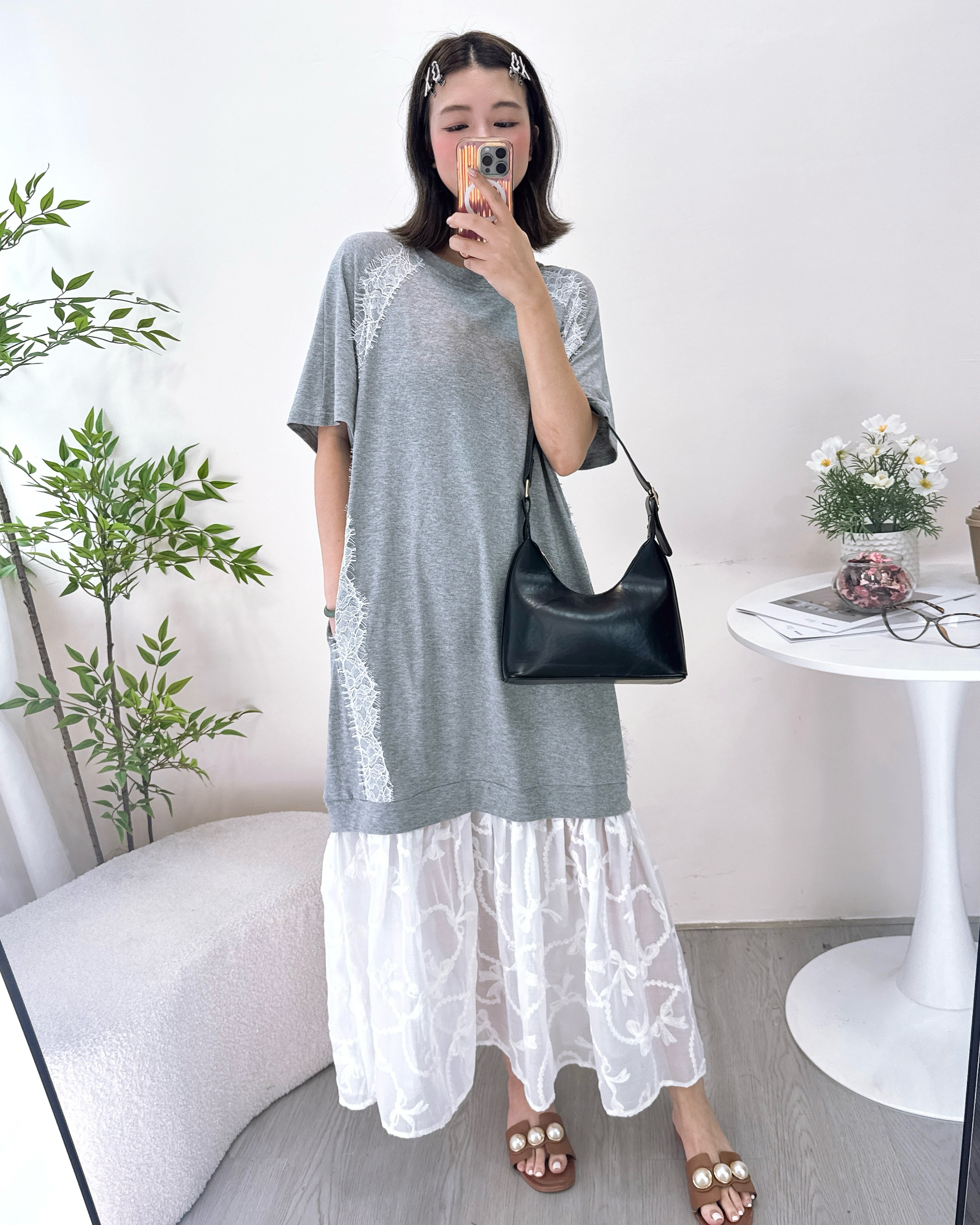 拼布側類似袋連身裙 2色