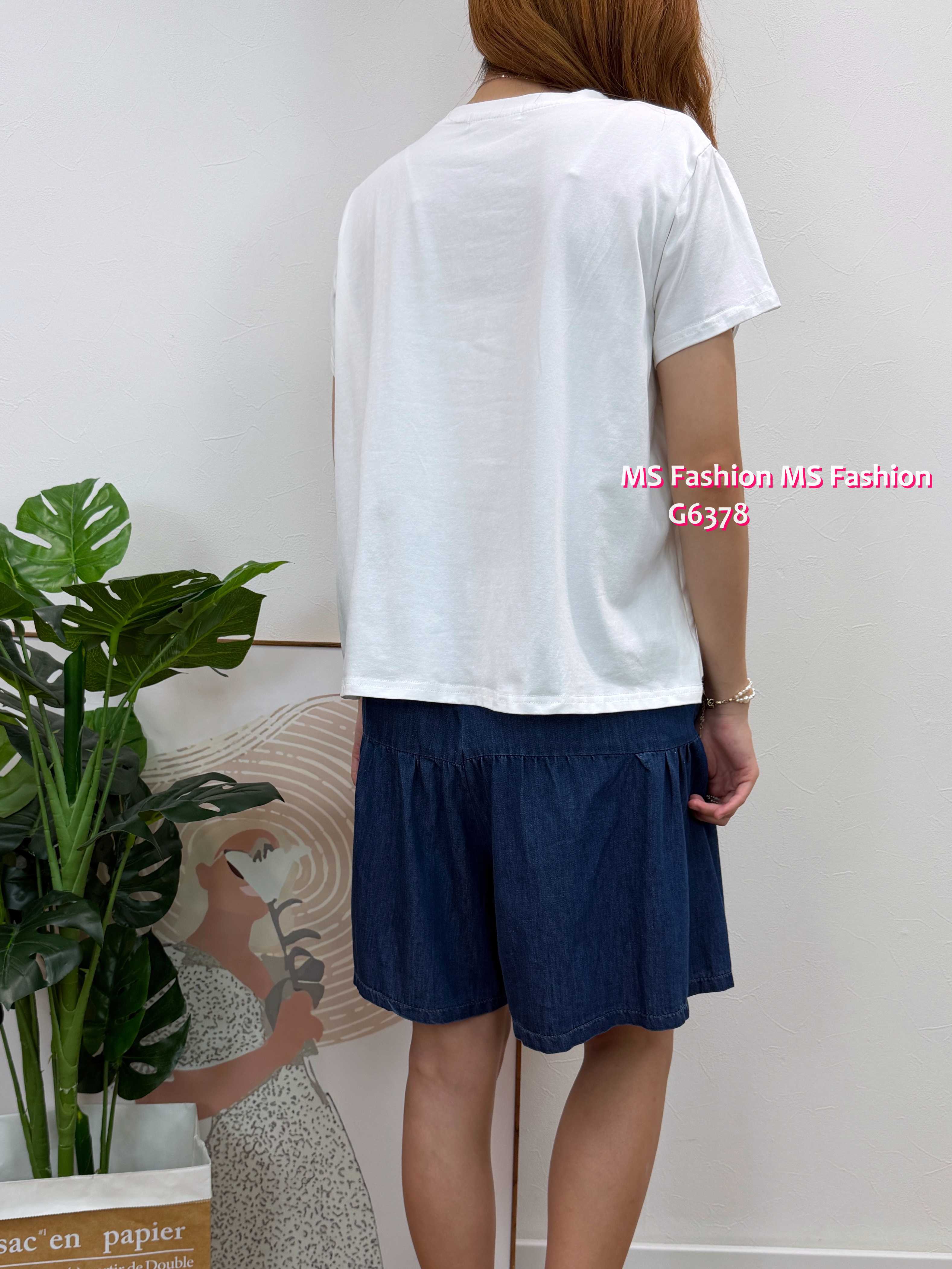 G6378 淨色ruffle top