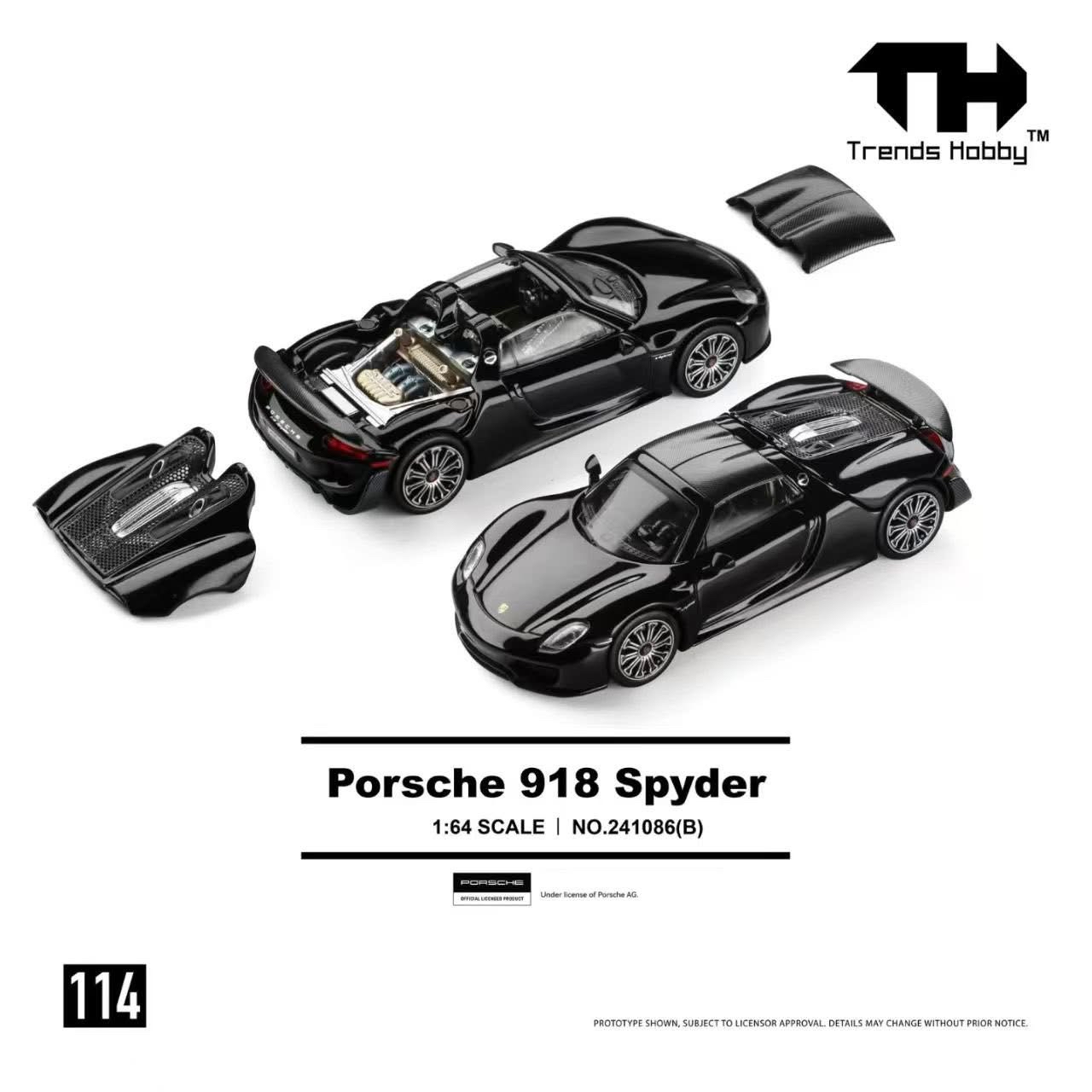 （預訂 Pre Order) Trends Hobby (241086(B)) 1/64 Porsche 918 Spyder - Black