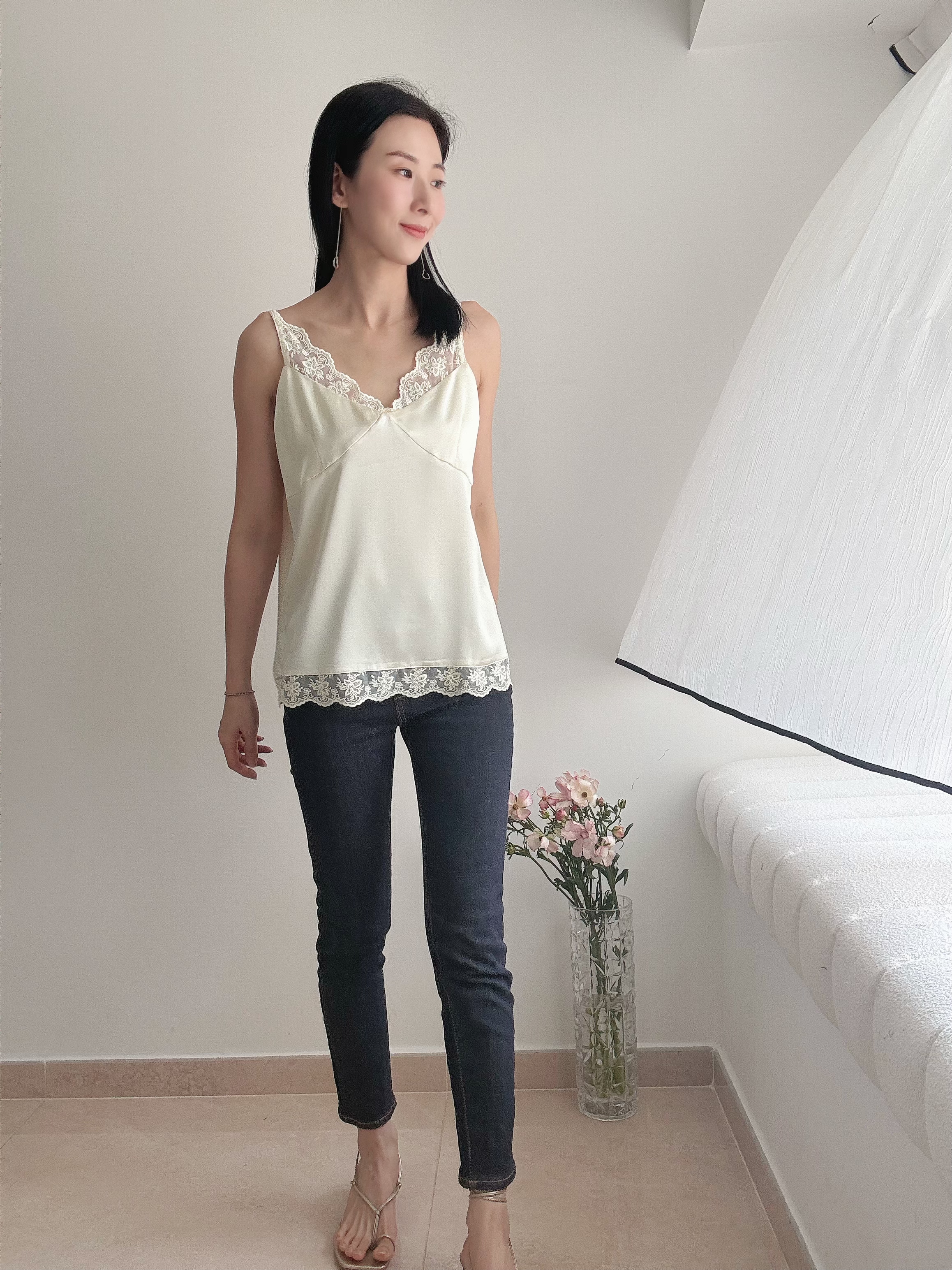 Elegant silky lace top