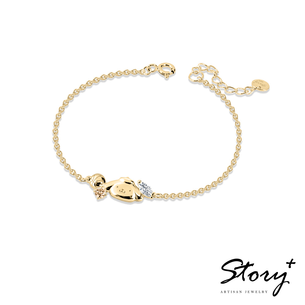 📦訂購 台灣限定 三麗鷗SanrioＸSTORY故事銀飾 Pom Pom Purin 學院Mix系列 金色晶鑽純銀手鏈