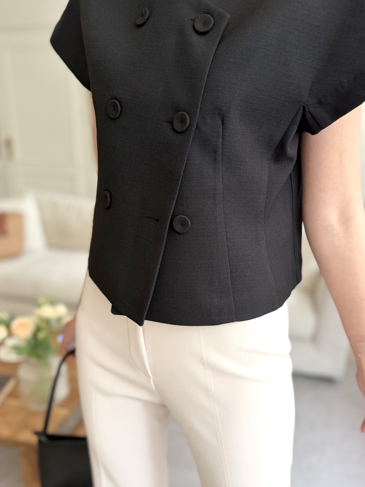 Chloe Double-Breasted Blouse (Black)
