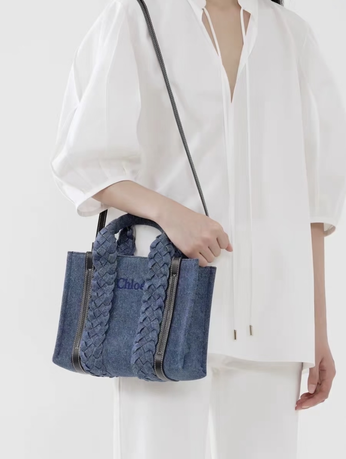 Chloe Blue Denim Small Woody ToteBag 