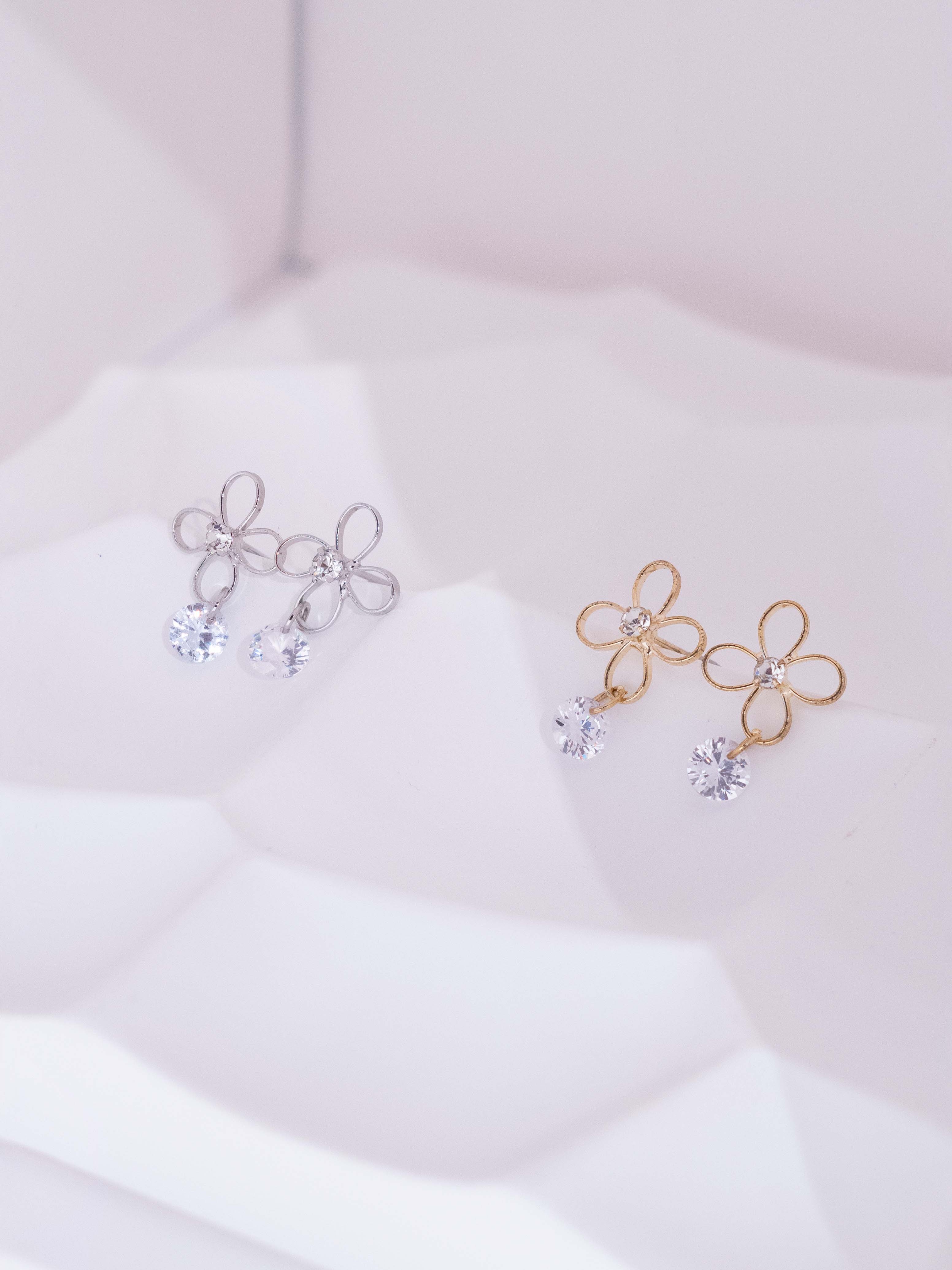 Radiant Flower Drop Stud Earrings