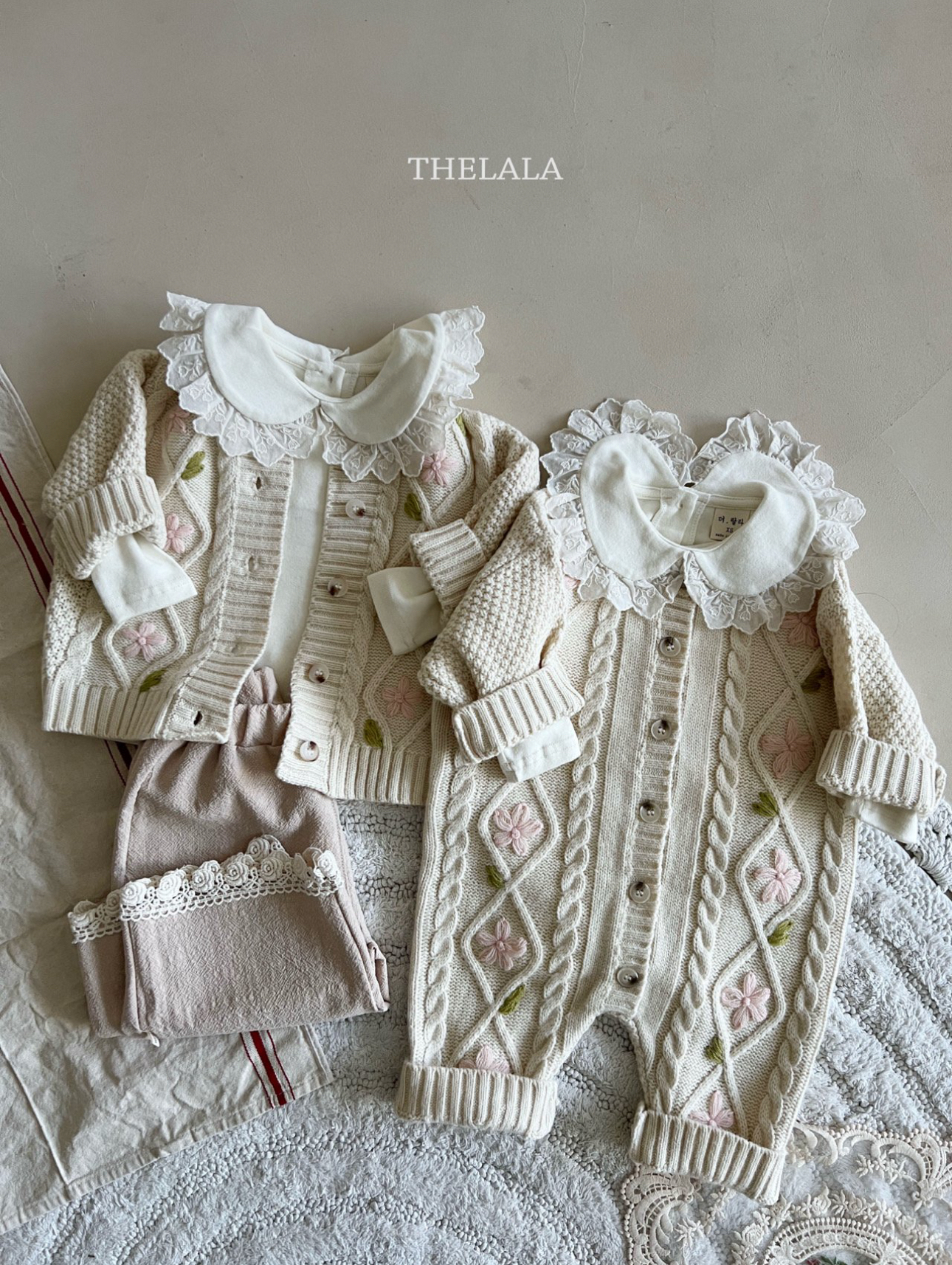 🌸預訂 韓國直送🌸🇰🇷THELALA花卉繡線麻花針織長袖連身服