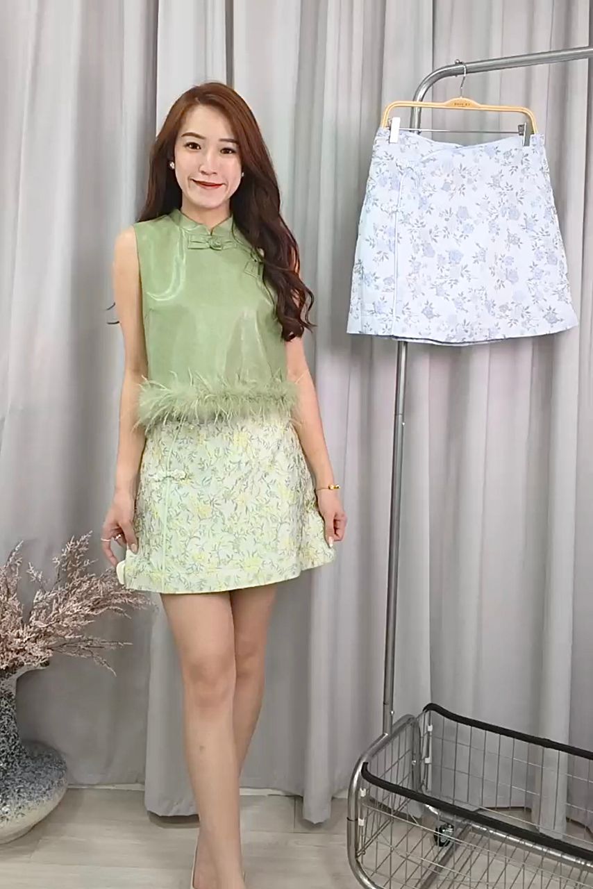 CS1399 Jacquard Wrap Mini Skirt