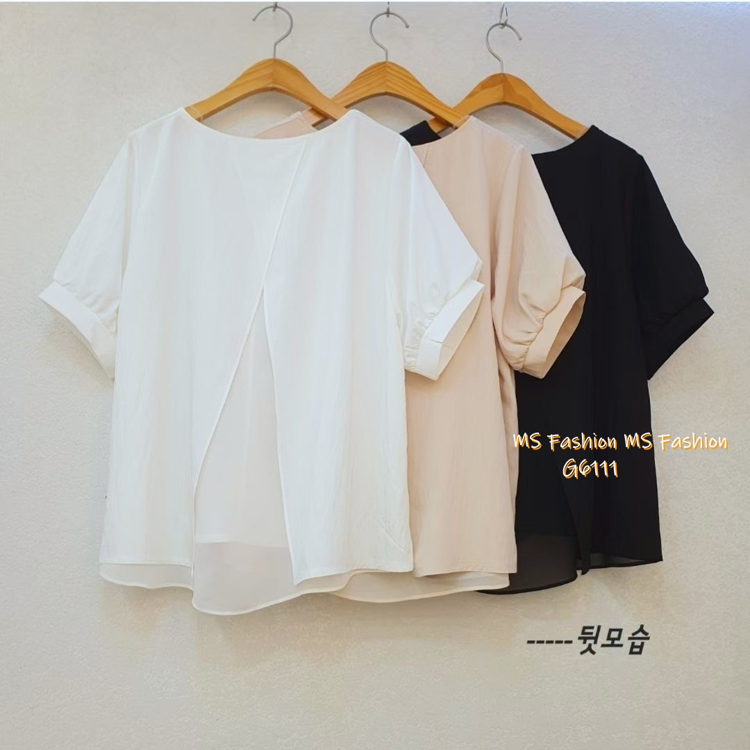 G6111 韓國🇰🇷特色皺皺拼布top