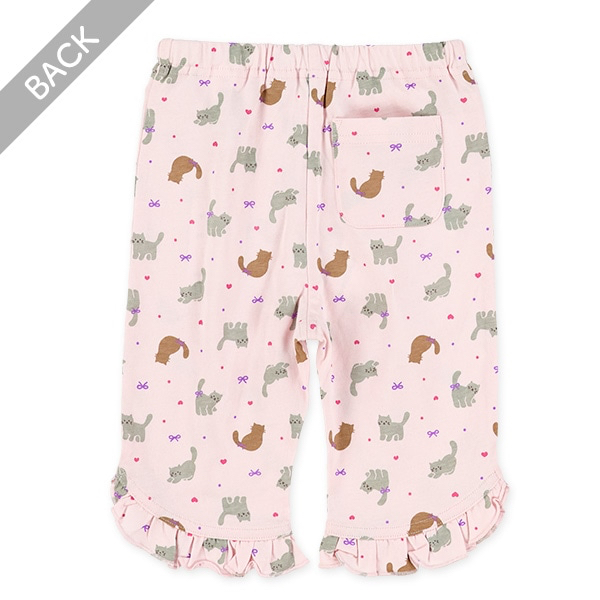 🇯🇵預訂 日本直送🇯🇵兩色小貓滿印荷葉邊純棉半截打底褲