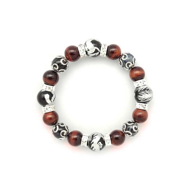 【日本白崎八幡宮】【四神獸銀紅虎眼石蛋龍力石手鍊】 