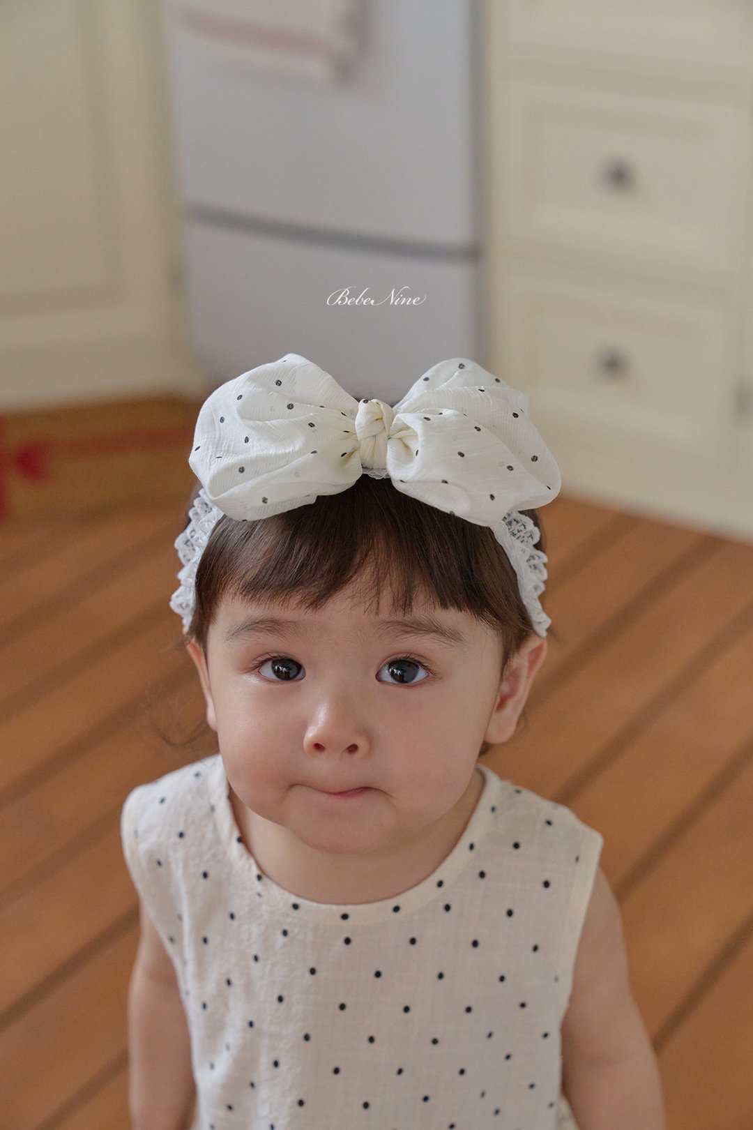 ☀️預訂 韓國直送☀️🇰🇷Bebenine兩色蕾絲波點蝴蝶結髮帶