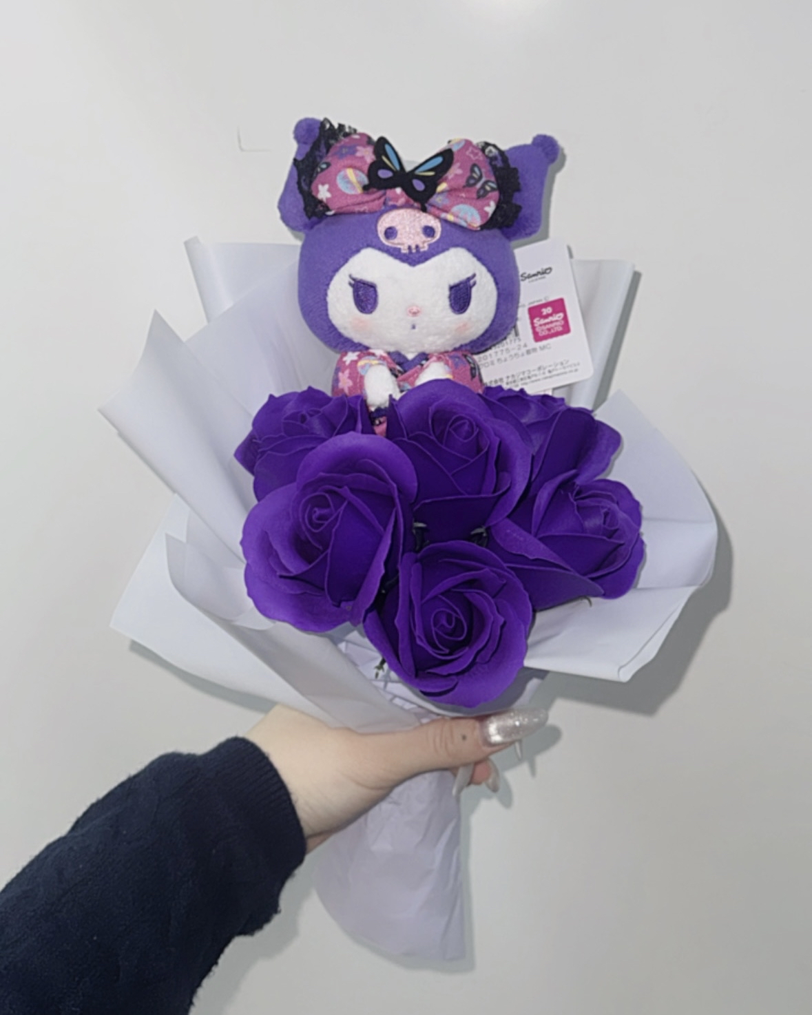 現貨｜情人節必備 💜全紫色日版kuromi公仔+5支永生花